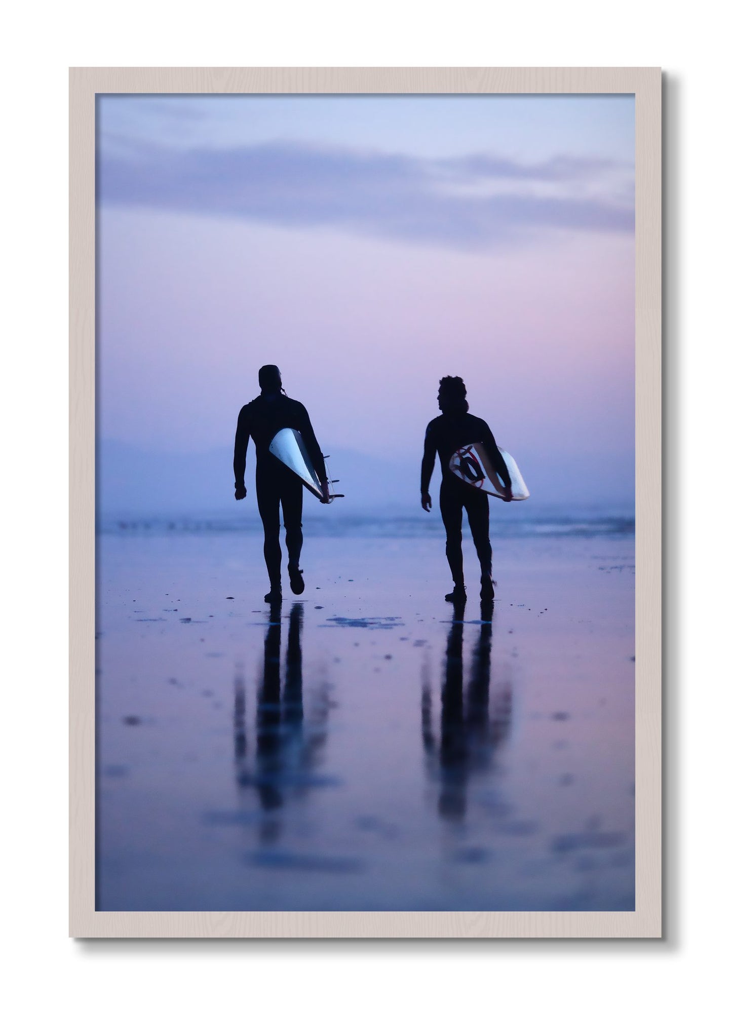Framed photograph of Ocean Beach Surf by Dylan Ozanich, White Maple frame, Full Bleed
