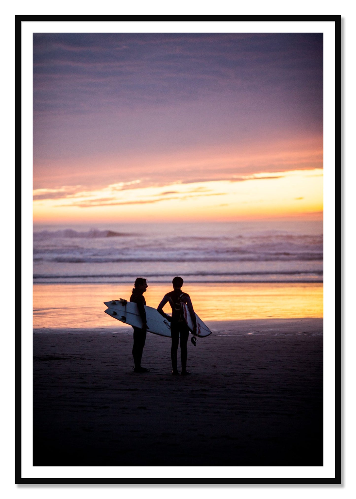 Ocean Beach Vibes by Dylan Ozanich, 48×72 print with a White Border in a Black frame