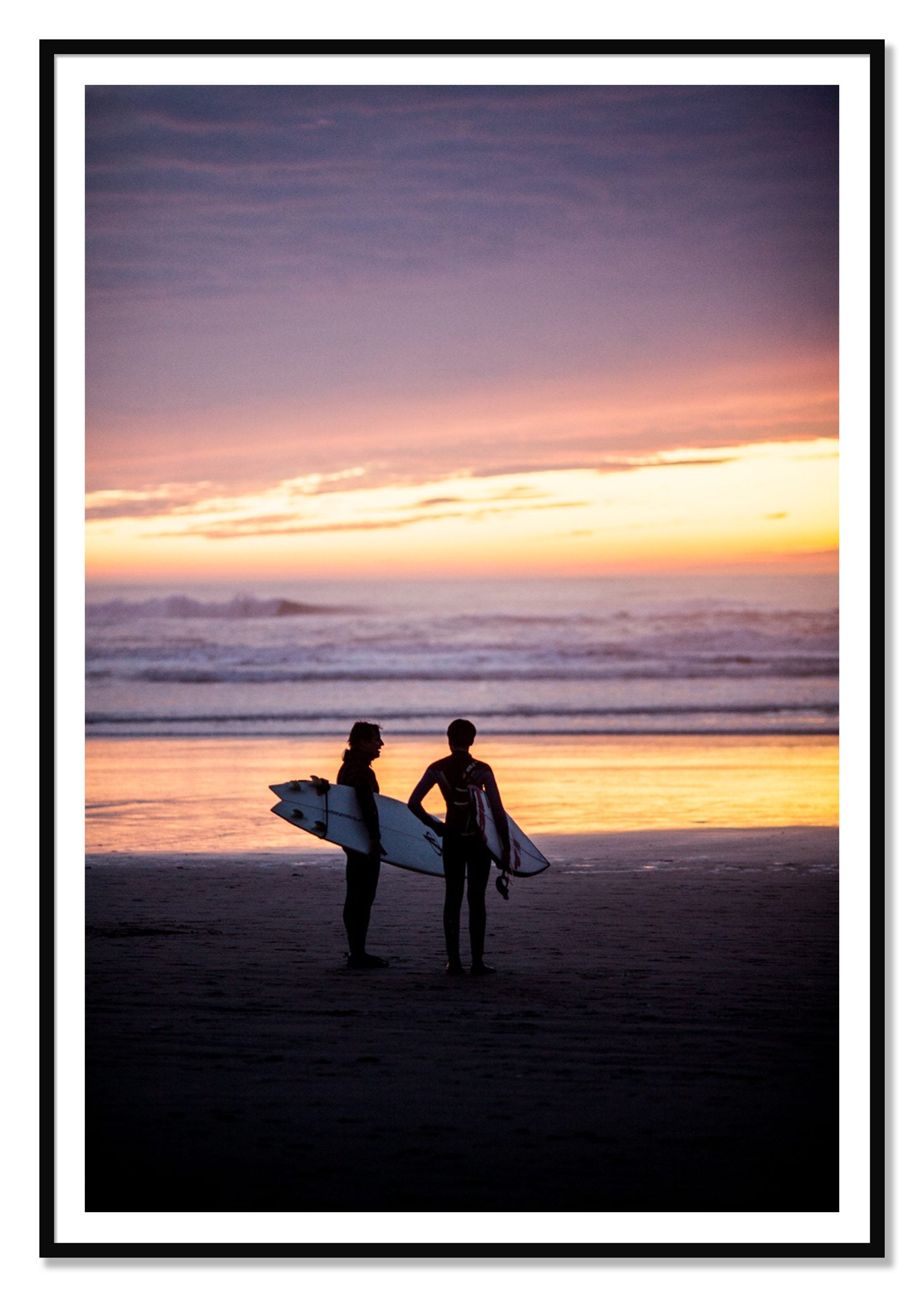 Ocean Beach Vibes by Dylan Ozanich, 48×72 print with a White Border in a Black frame