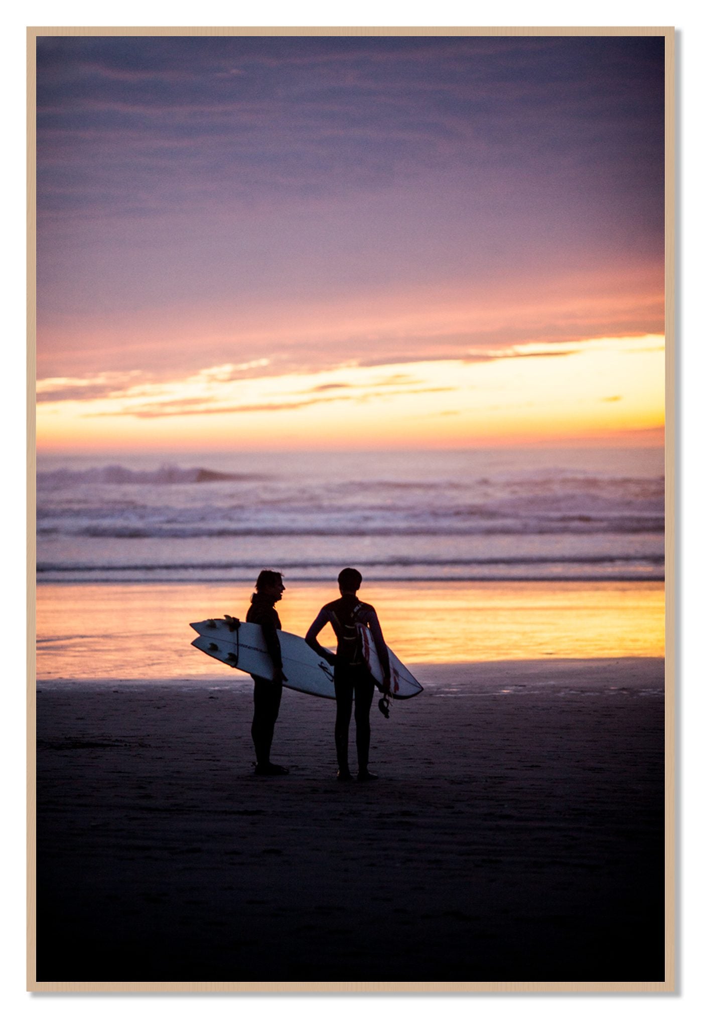 Ocean Beach Vibes by Dylan Ozanich, 48×72 Full Bleed Print in an Oak frame