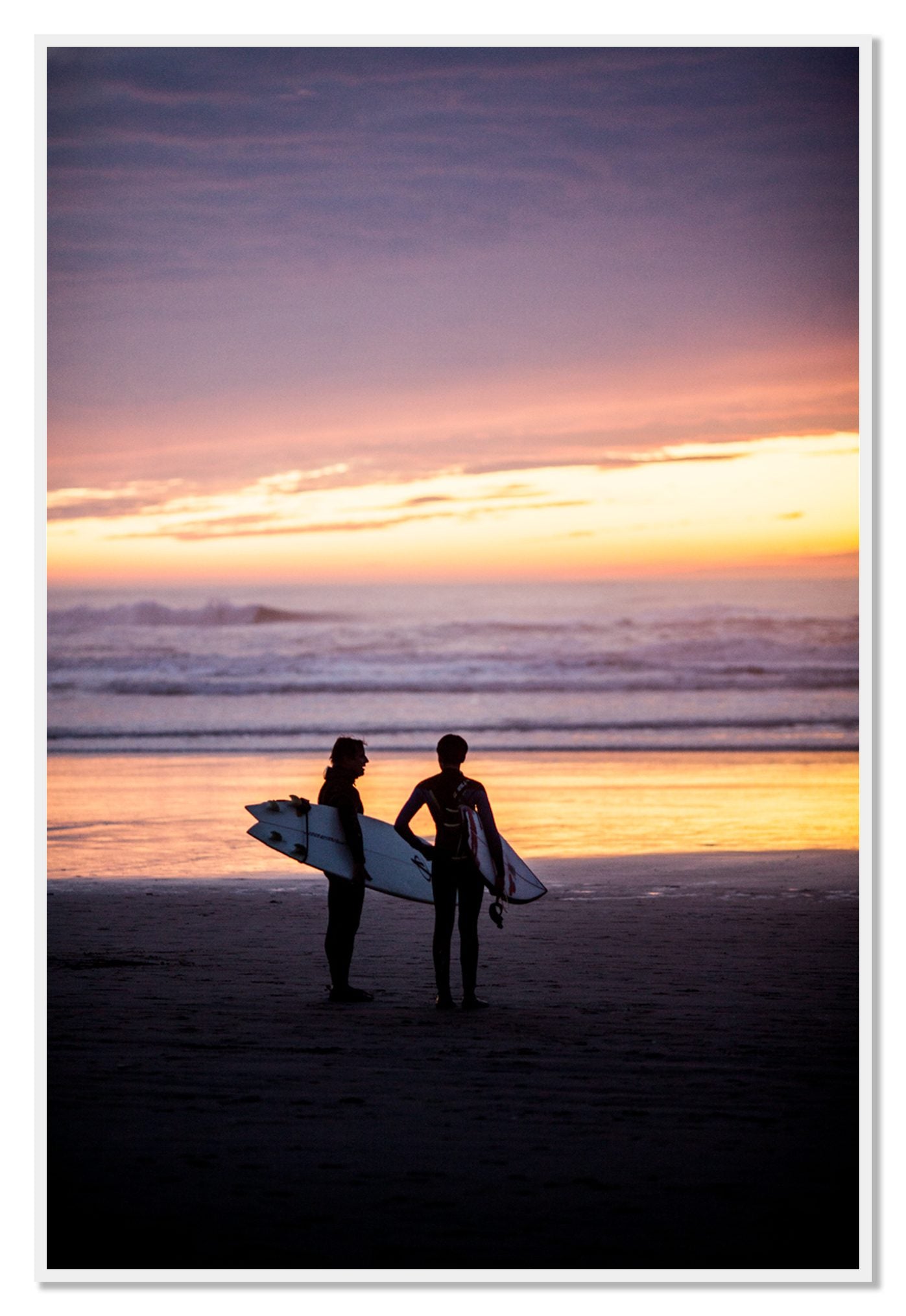 Ocean Beach Vibes by Dylan Ozanich, 48×72 Full Bleed Print in a White frame