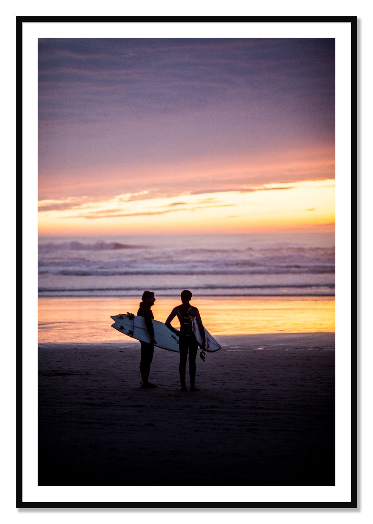 Framed photograph of Ocean Beach Vibes by Dylan Ozanich, Black frame, Borders