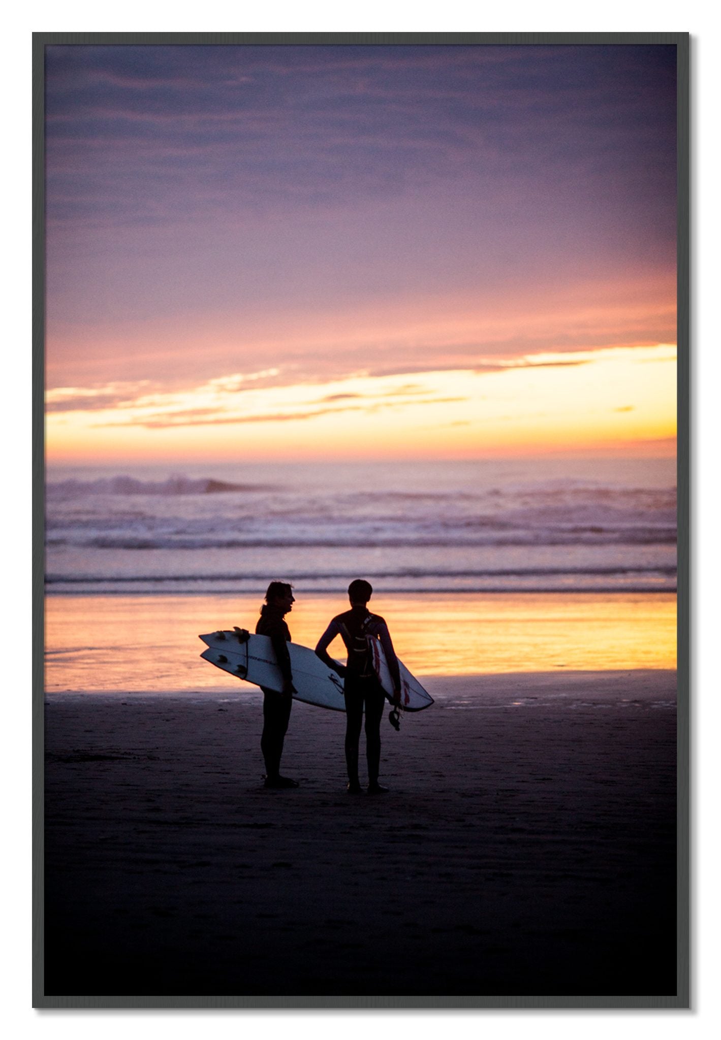 Framed photograph of Ocean Beach Vibes by Dylan Ozanich, Grey frame, Full Bleed