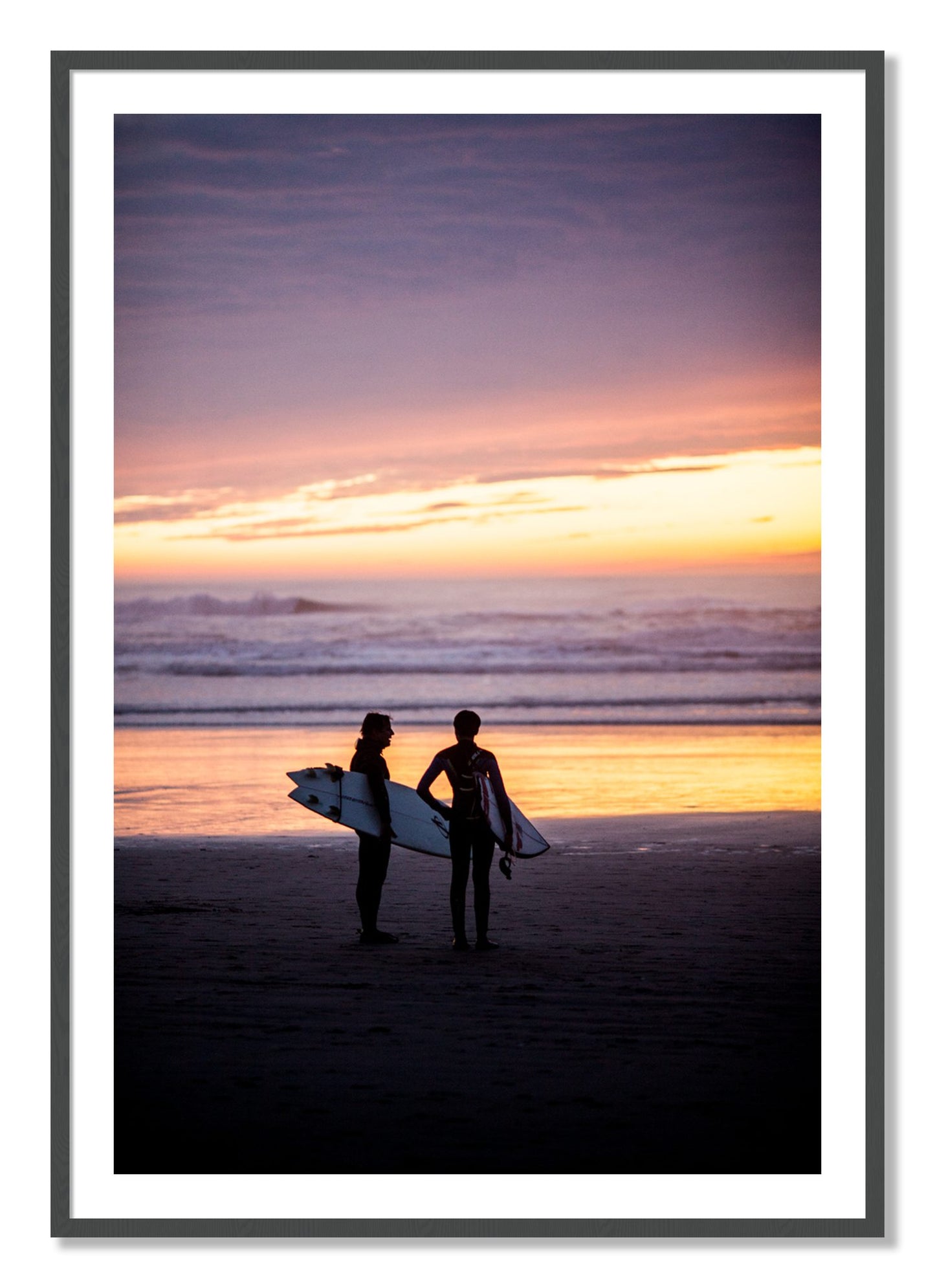 Framed photograph of Ocean Beach Vibes by Dylan Ozanich, Grey frame, Borders