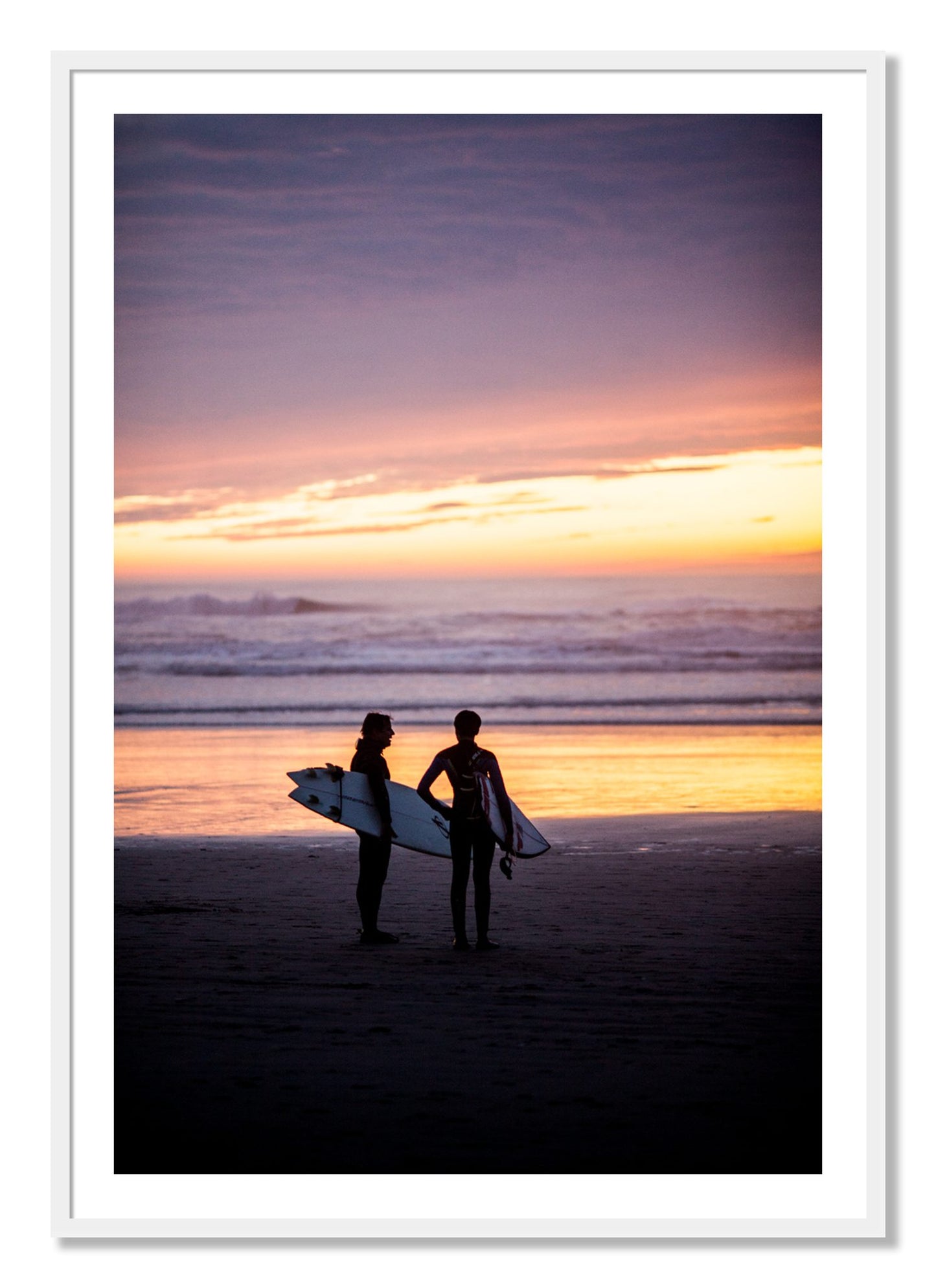 Framed photograph of Ocean Beach Vibes by Dylan Ozanich, White frame, Borders