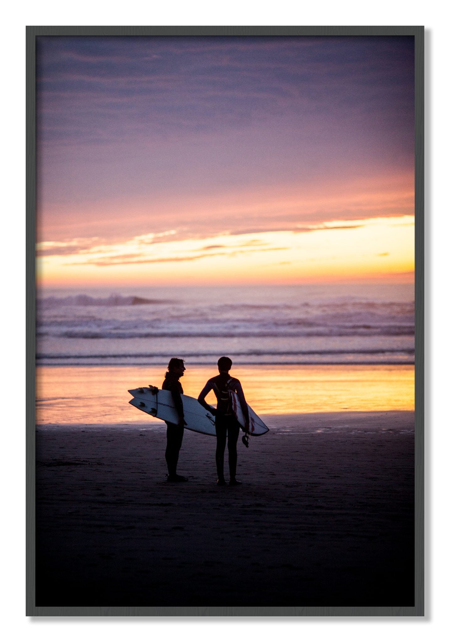Framed photograph of Ocean Beach Vibes by Dylan Ozanich, Grey frame, Full Bleed