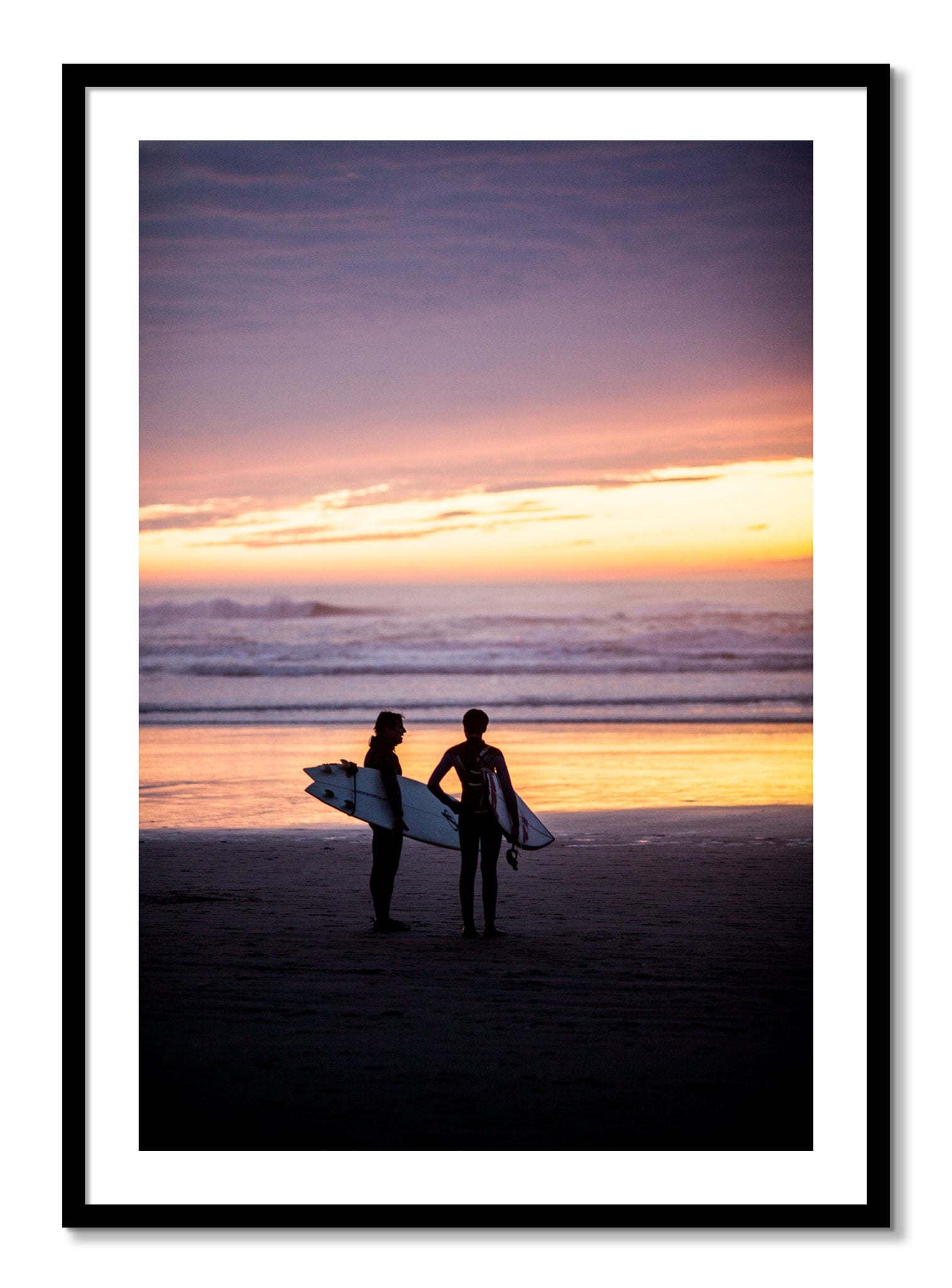 Framed photograph of Ocean Beach Vibes by Dylan Ozanich, Black frame, Borders