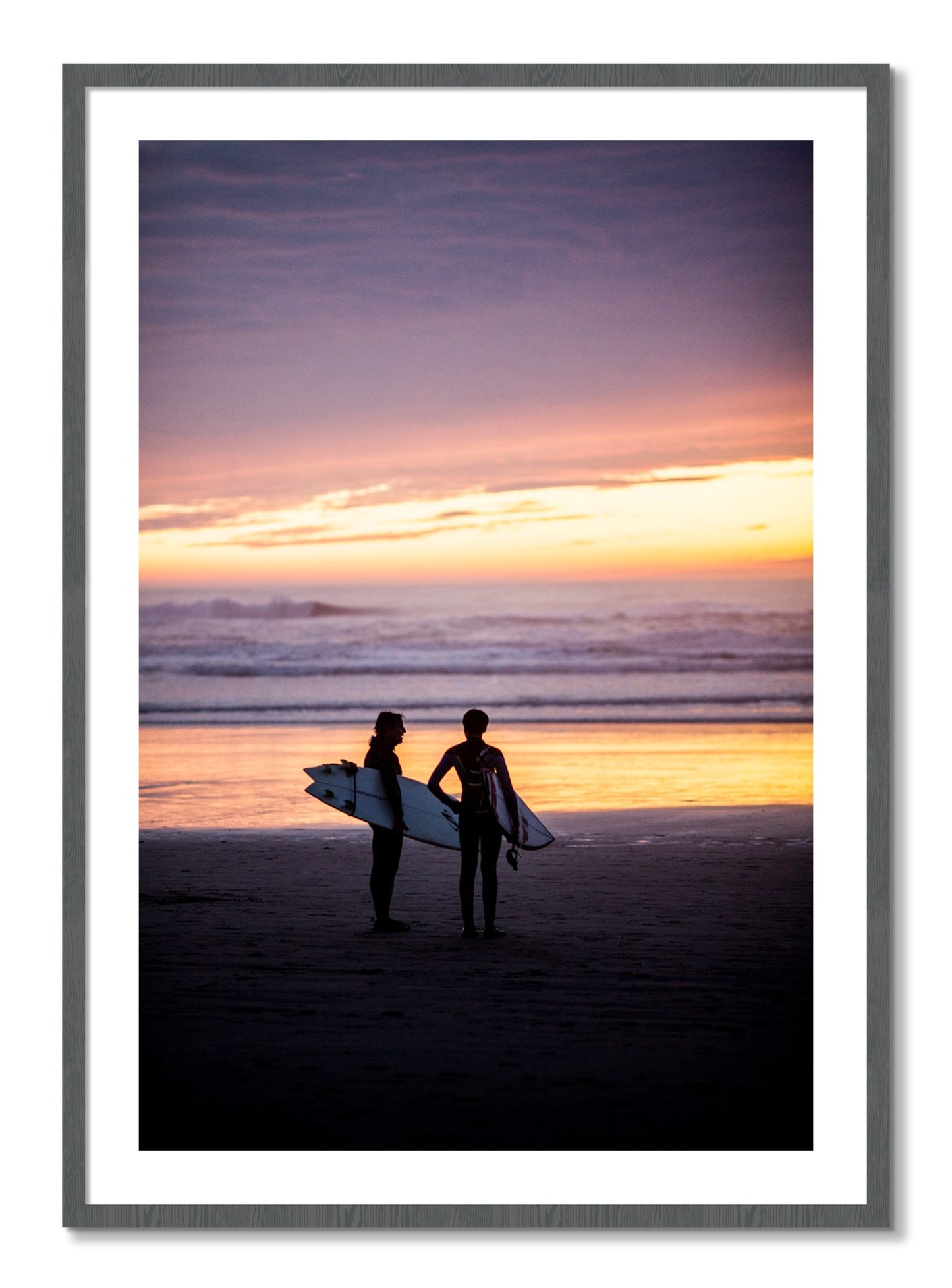 Framed photograph of Ocean Beach Vibes by Dylan Ozanich, Grey frame, Borders
