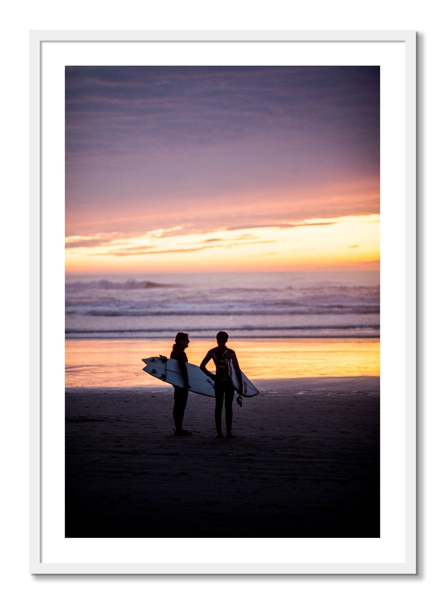 Framed photograph of Ocean Beach Vibes by Dylan Ozanich, White frame, Borders