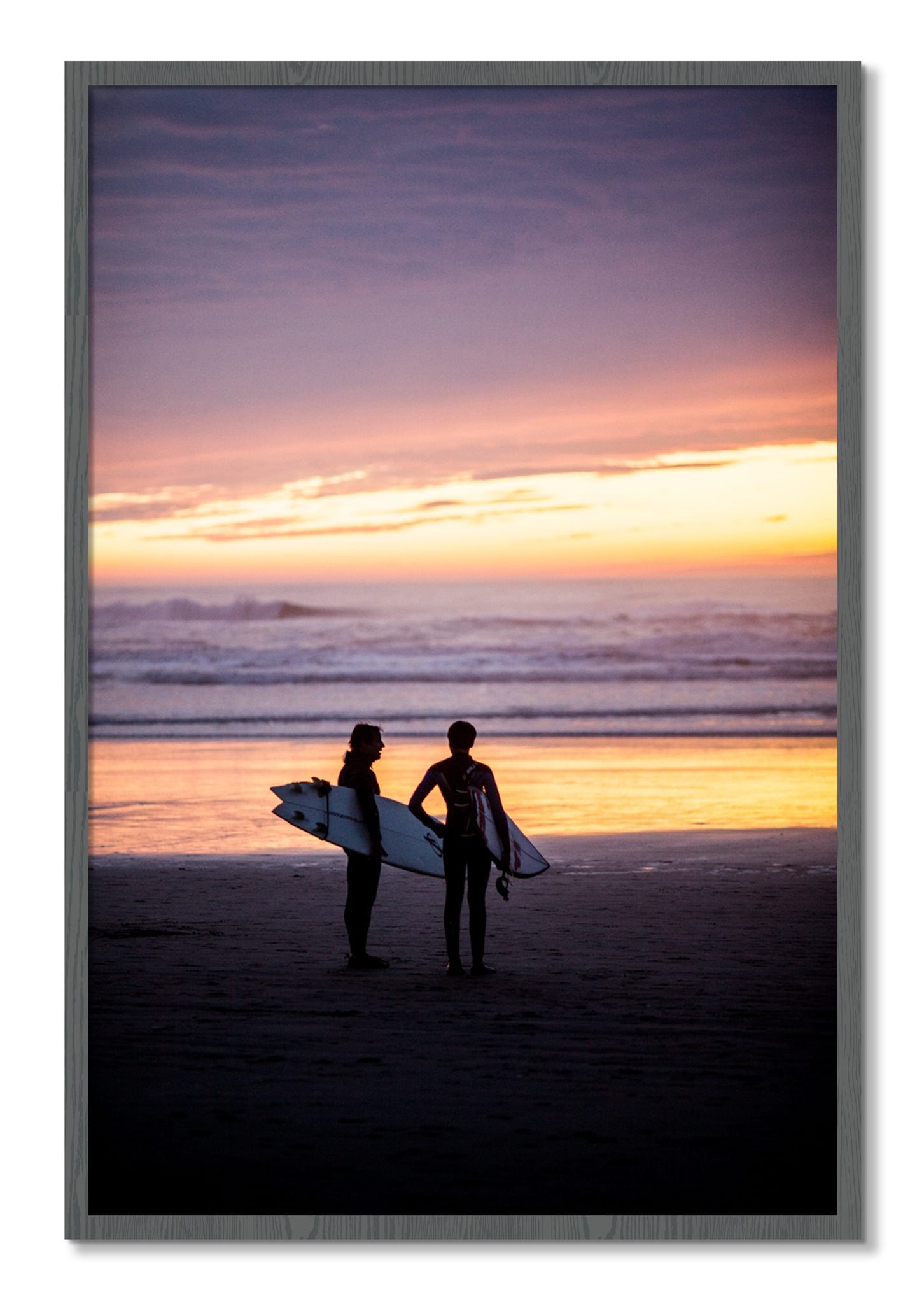 Framed photograph of Ocean Beach Vibes by Dylan Ozanich, Grey frame, Full Bleed