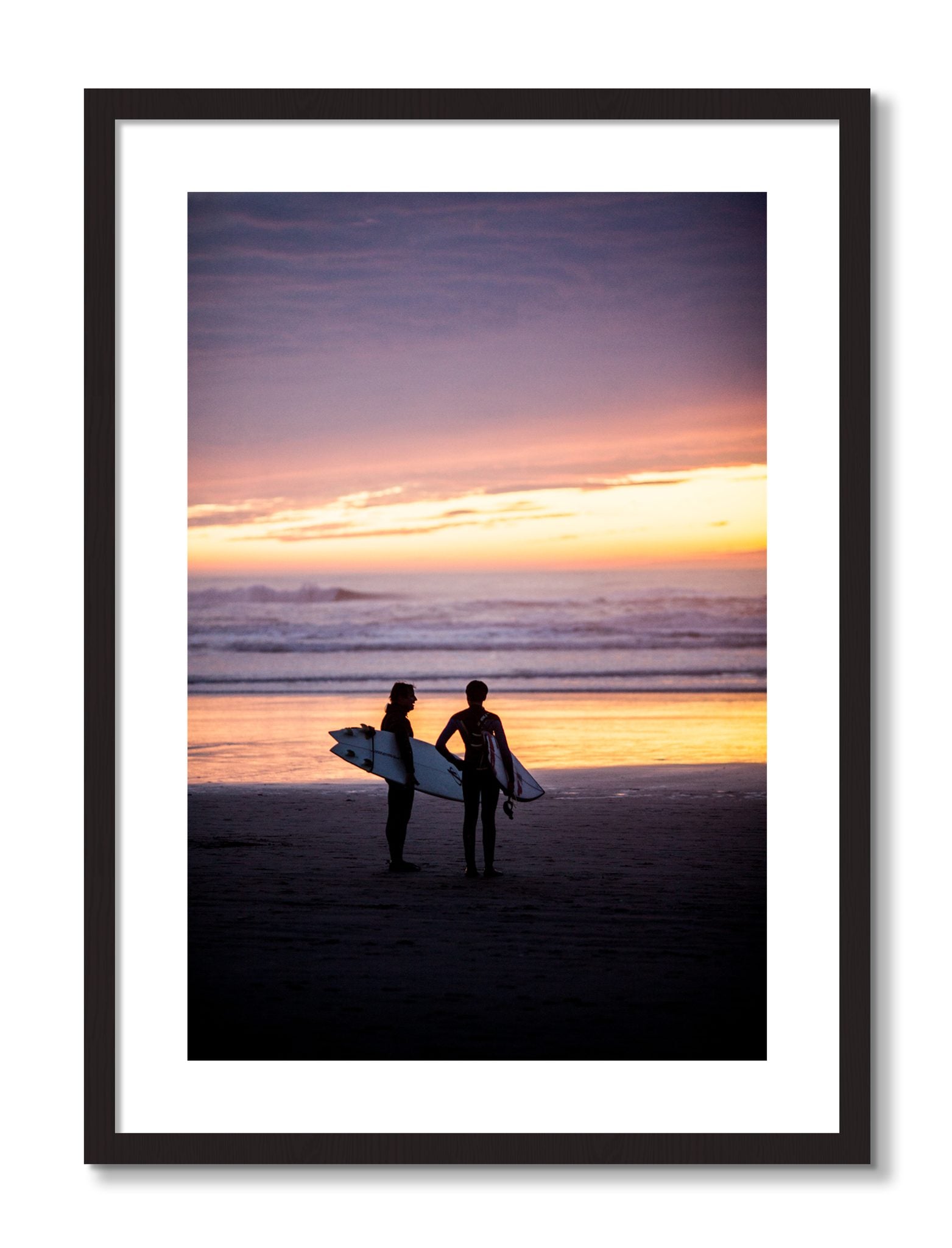 Framed photograph of Ocean Beach Vibes by Dylan Ozanich, Black frame, Borders