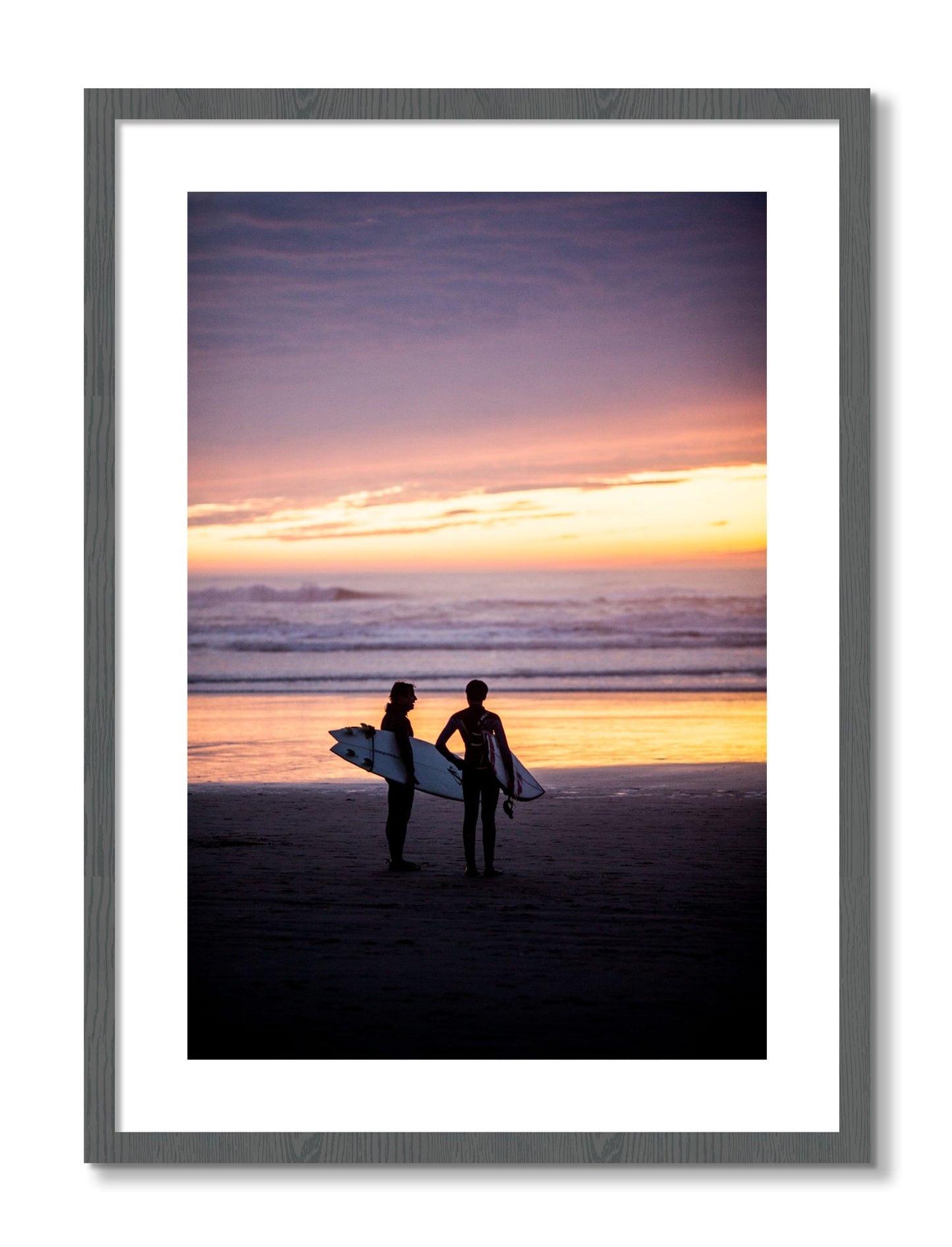 Framed photograph of Ocean Beach Vibes by Dylan Ozanich, Grey frame, Borders