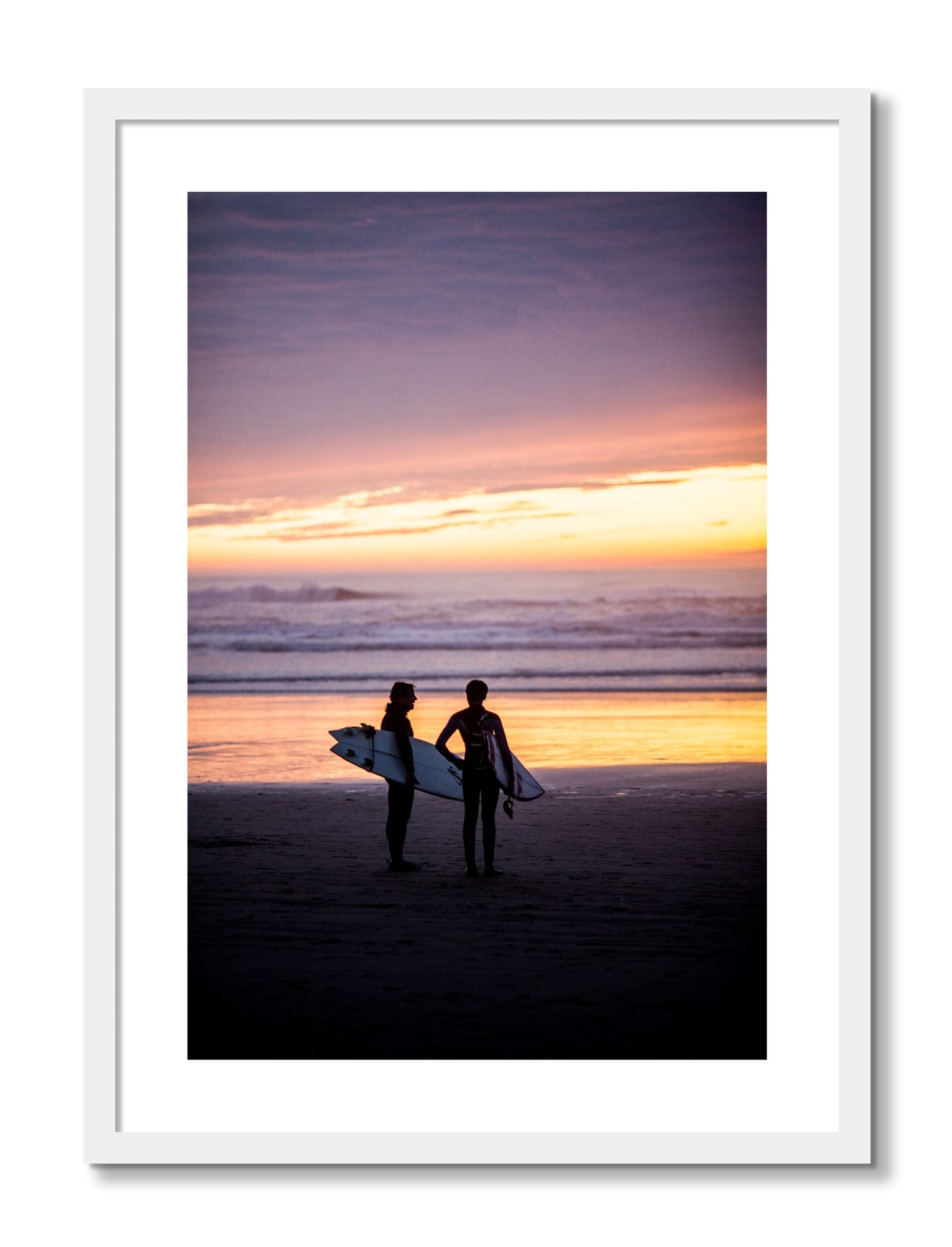 Framed photograph of Ocean Beach Vibes by Dylan Ozanich, White frame, Borders