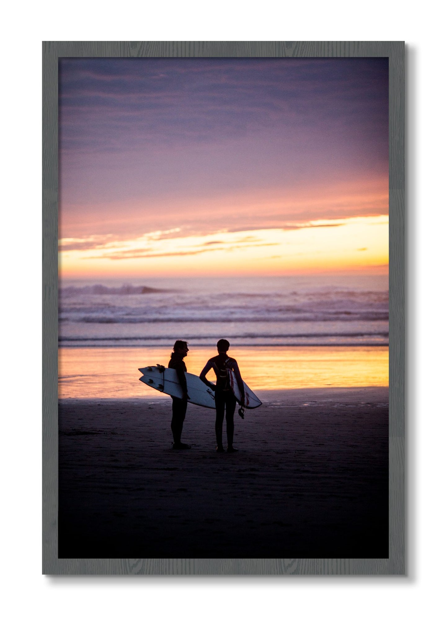 Framed photograph of Ocean Beach Vibes by Dylan Ozanich, Grey frame, Full Bleed