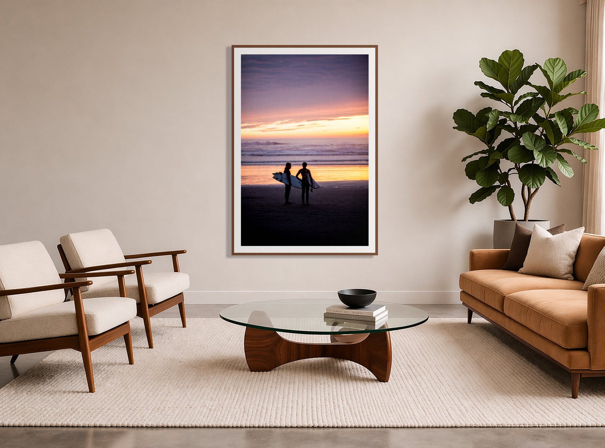 Framed photograph of Ocean Beach Vibes by Dylan Ozanich displayed on a wall
