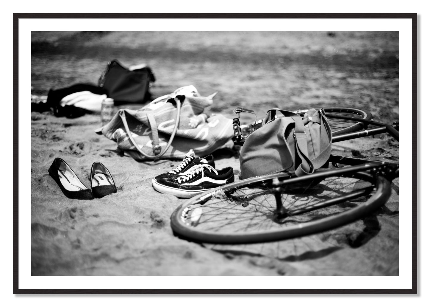 Framed photograph of Ocean Beach by Dylan Ozanich, Black Walnut frame, Borders