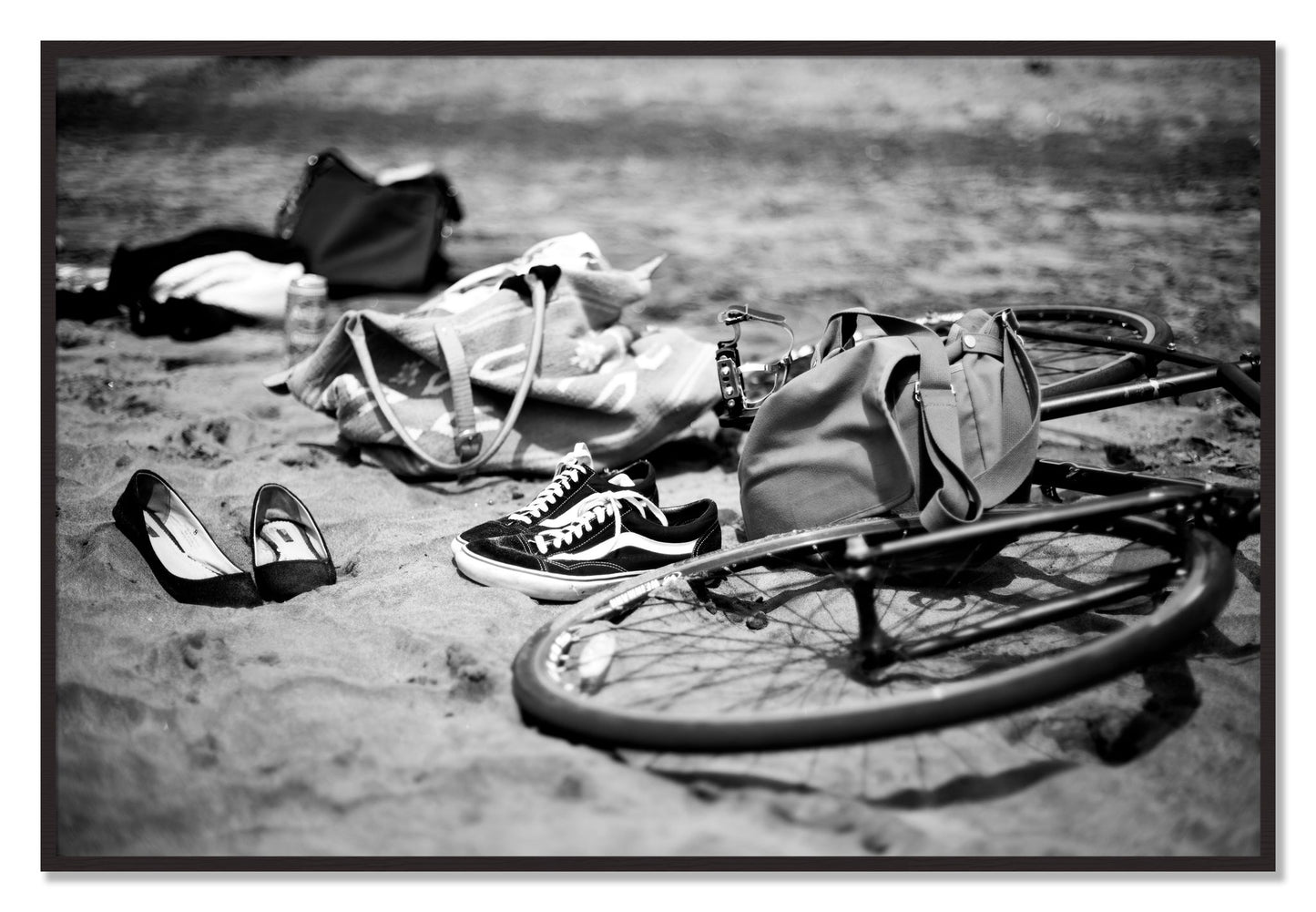 Framed photograph of Ocean Beach by Dylan Ozanich, Black Walnut frame, Full Bleed