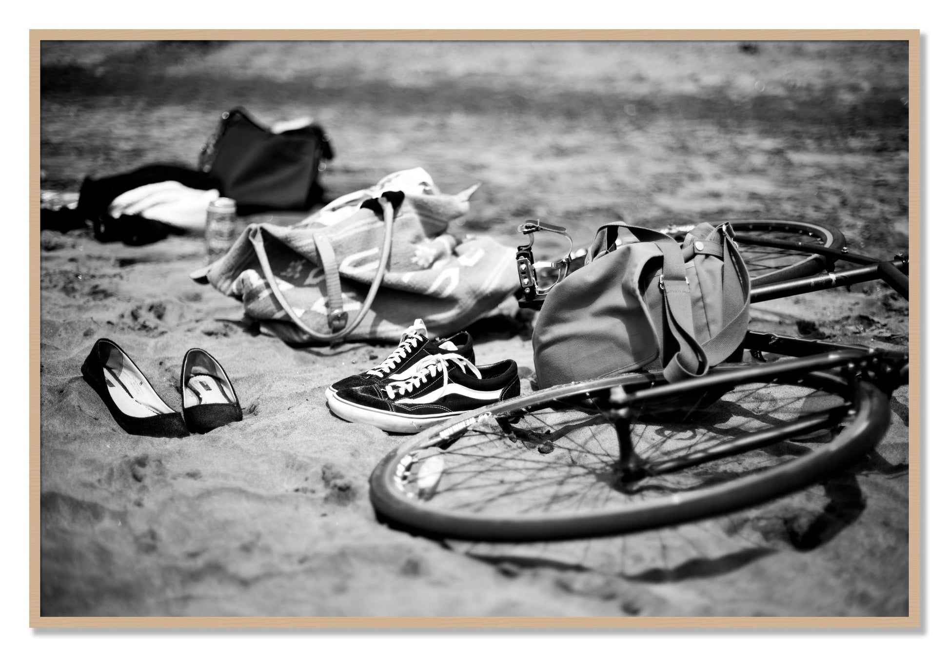 Framed photograph of Ocean Beach by Dylan Ozanich, Oak frame, Full Bleed
