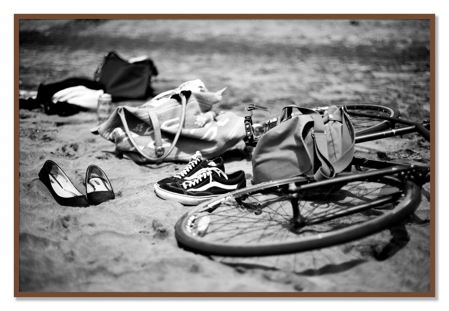Framed photograph of Ocean Beach by Dylan Ozanich, Walnut frame, Full Bleed
