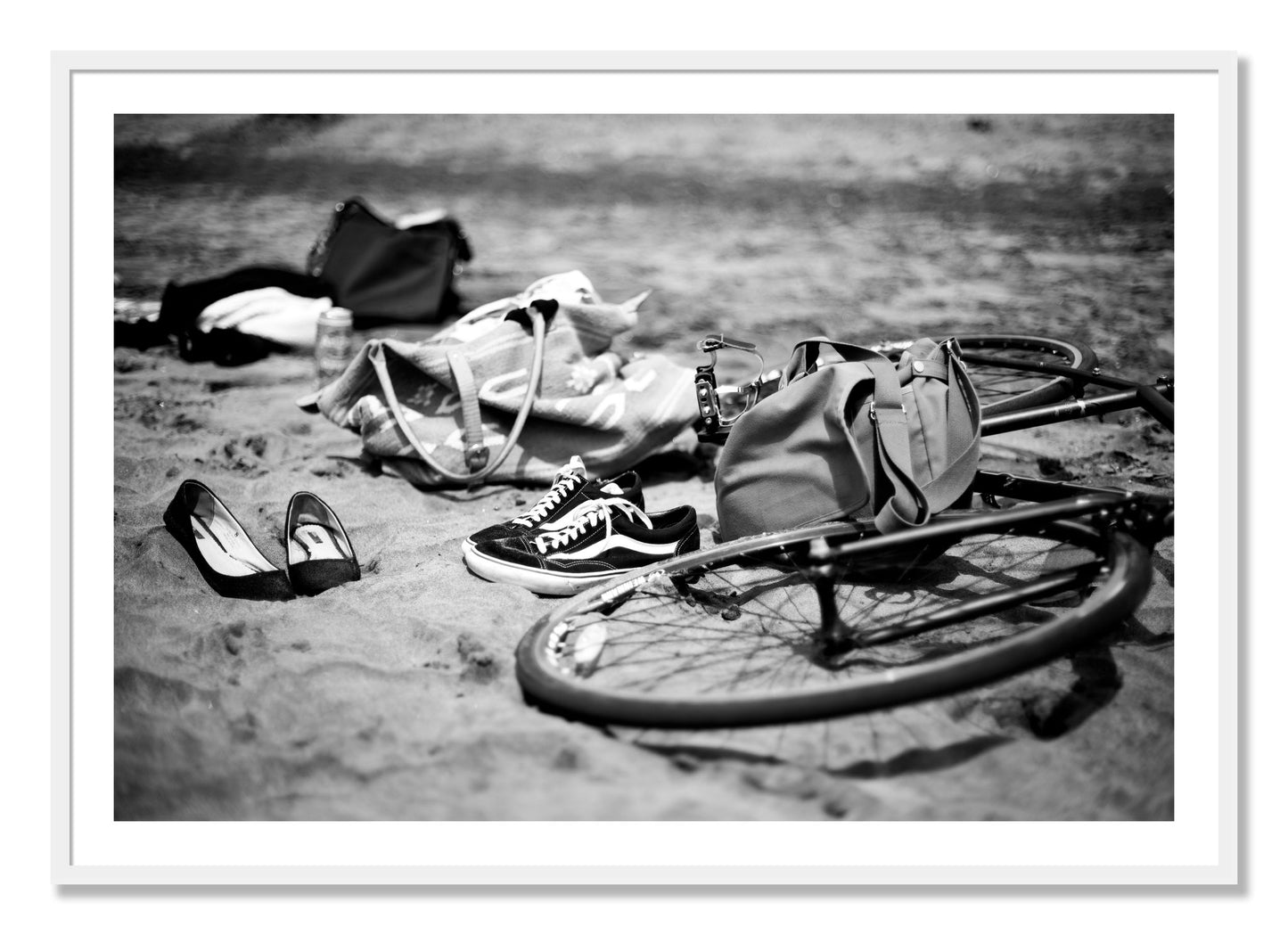 Framed photograph of Ocean Beach by Dylan Ozanich, White frame, Borders