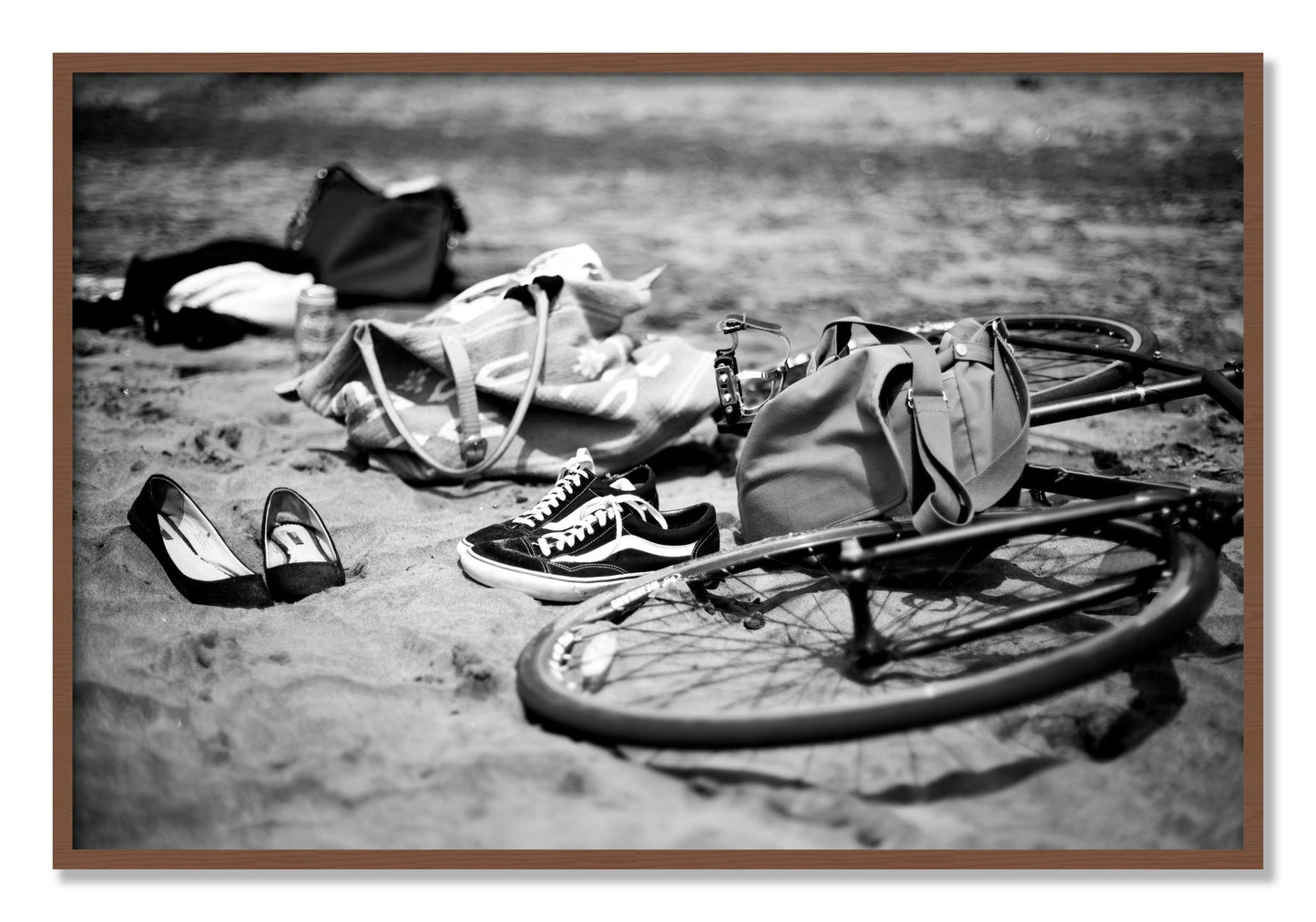 Framed photograph of Ocean Beach by Dylan Ozanich, Walnut frame, Full Bleed