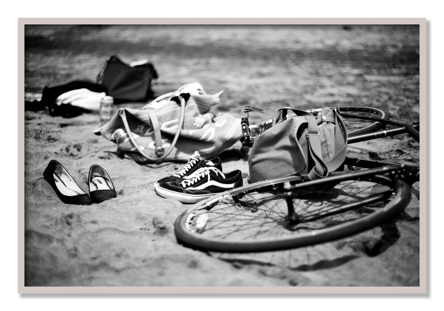 Framed photograph of Ocean Beach by Dylan Ozanich, White Maple frame, Full Bleed