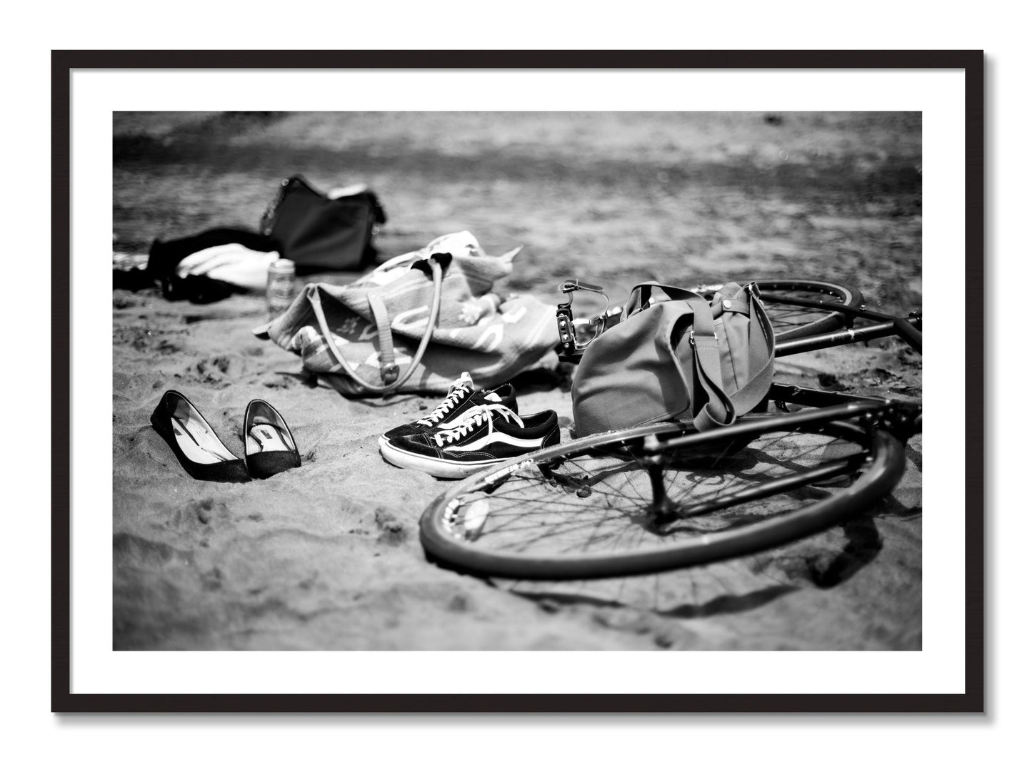 Framed photograph of Ocean Beach by Dylan Ozanich, Black Walnut frame, Borders
