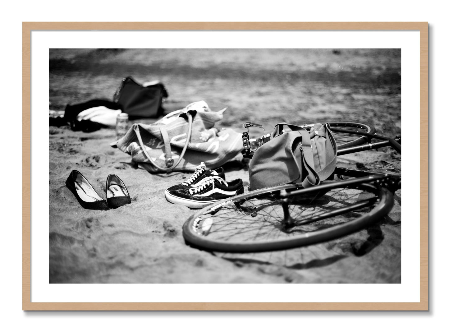 Framed photograph of Ocean Beach by Dylan Ozanich, Oak frame, Borders