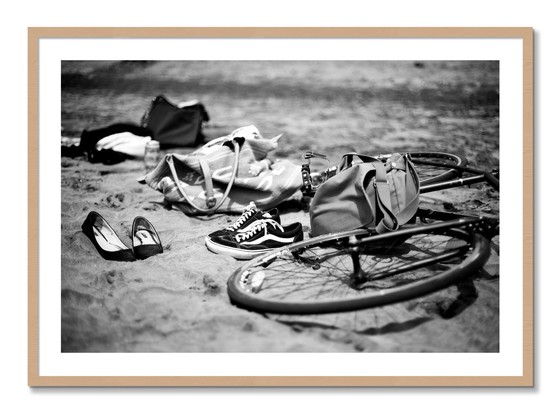 Framed photograph of Ocean Beach by Dylan Ozanich, Oak frame, Borders