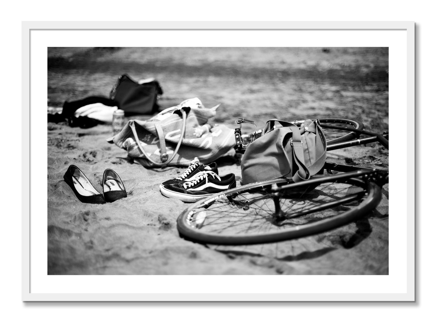 Framed photograph of Ocean Beach by Dylan Ozanich, White frame, Borders