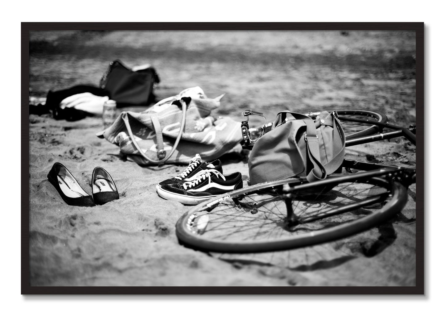 Framed photograph of Ocean Beach by Dylan Ozanich, Black Walnut frame, Full Bleed