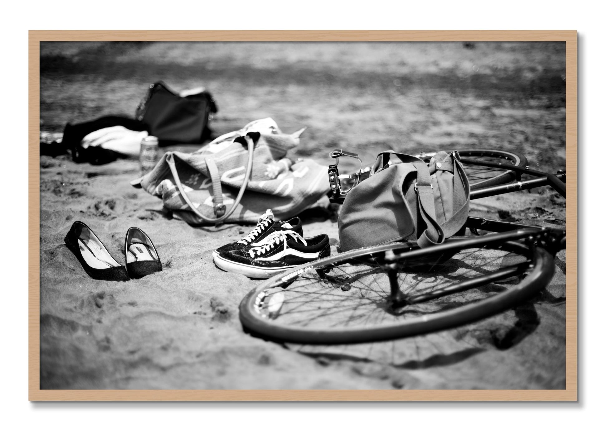 Framed photograph of Ocean Beach by Dylan Ozanich, Oak frame, Full Bleed