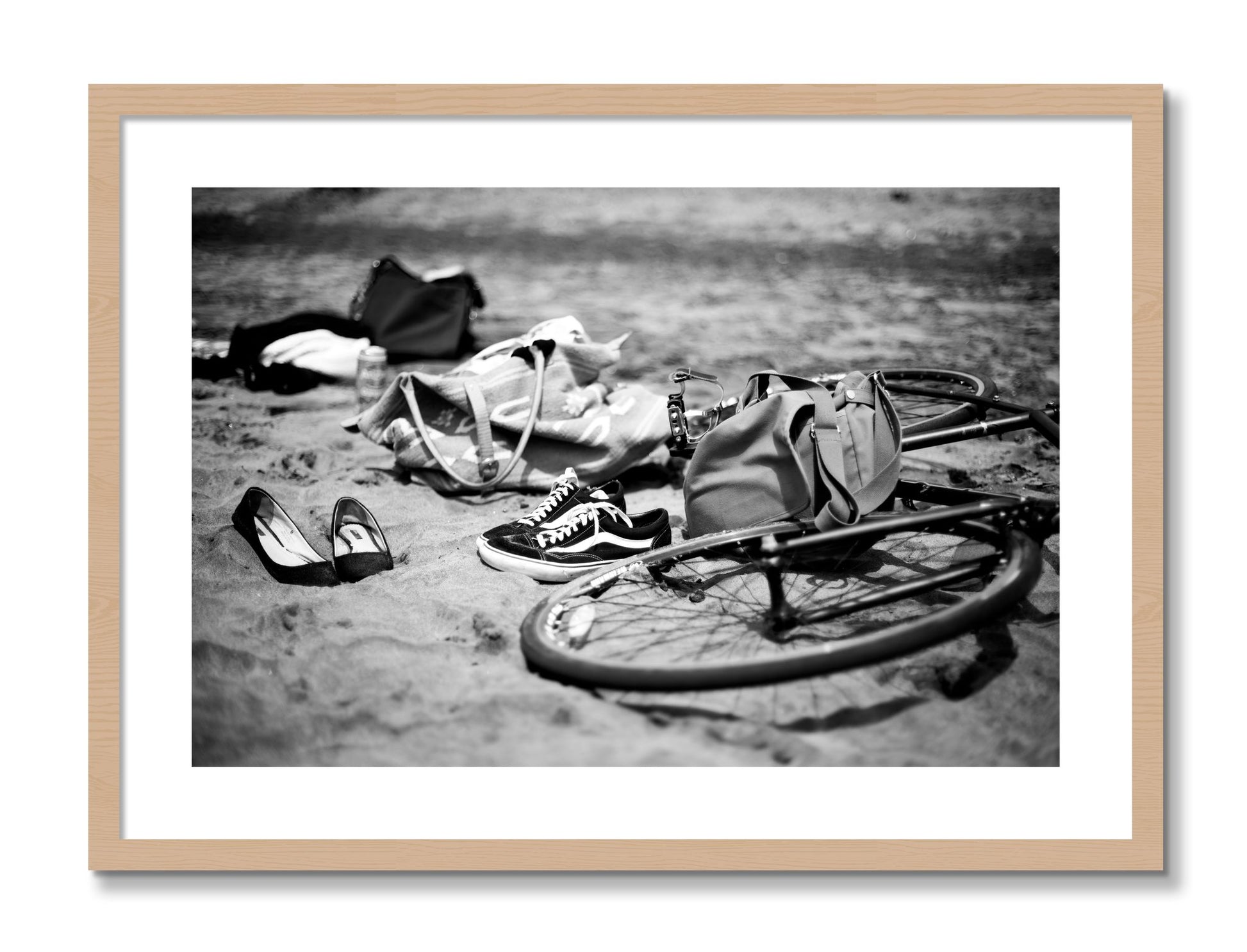 Framed photograph of Ocean Beach by Dylan Ozanich, Oak frame, Borders