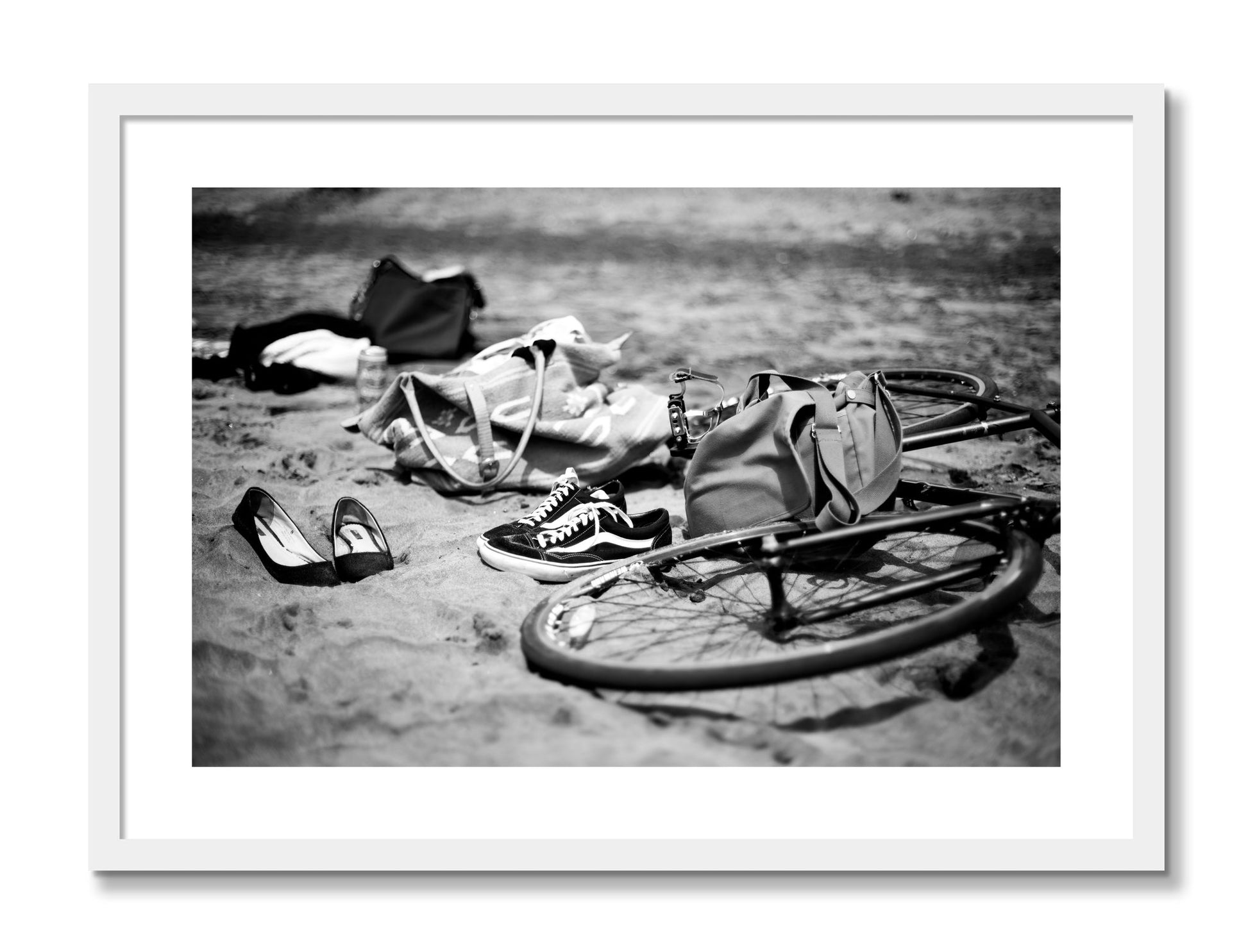 Framed photograph of Ocean Beach by Dylan Ozanich, White frame, Borders