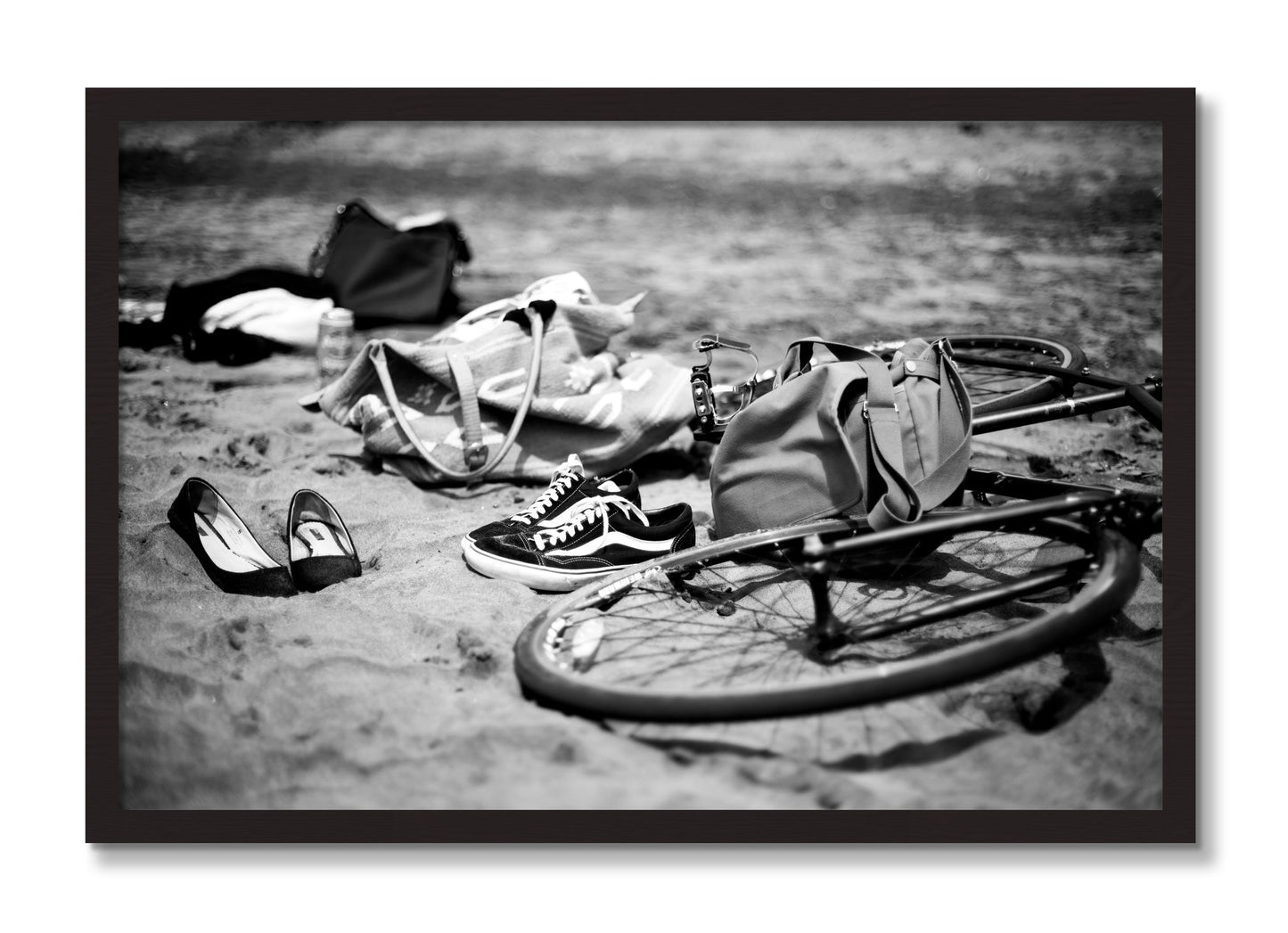 Framed photograph of Ocean Beach by Dylan Ozanich, Black Walnut frame, Full Bleed