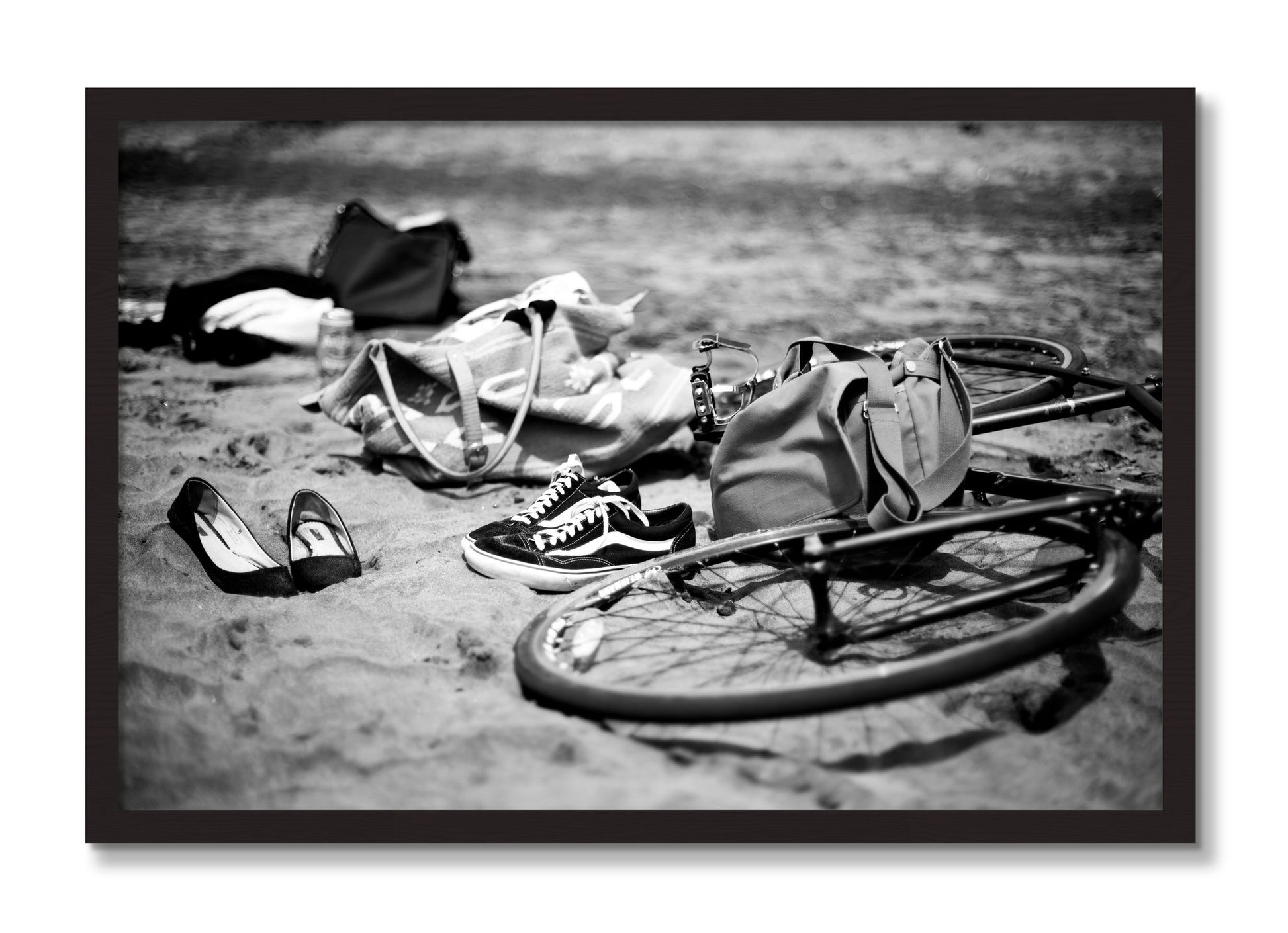 Framed photograph of Ocean Beach by Dylan Ozanich, Black Walnut frame, Full Bleed