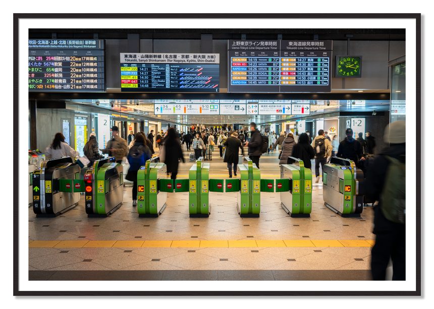 On Time by Dylan Ozanich, 48×72 print with a White Border in a Black Walnut frame