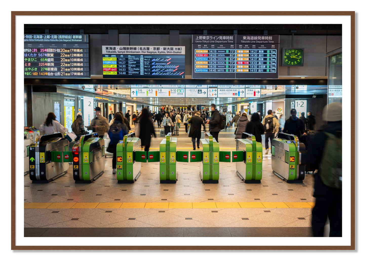 On Time by Dylan Ozanich, 48×72 print with a White Border in a Walnut frame