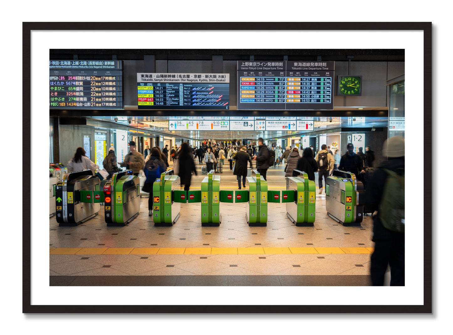 Framed photograph of On Time by Dylan Ozanich, Black Walnut frame, Borders