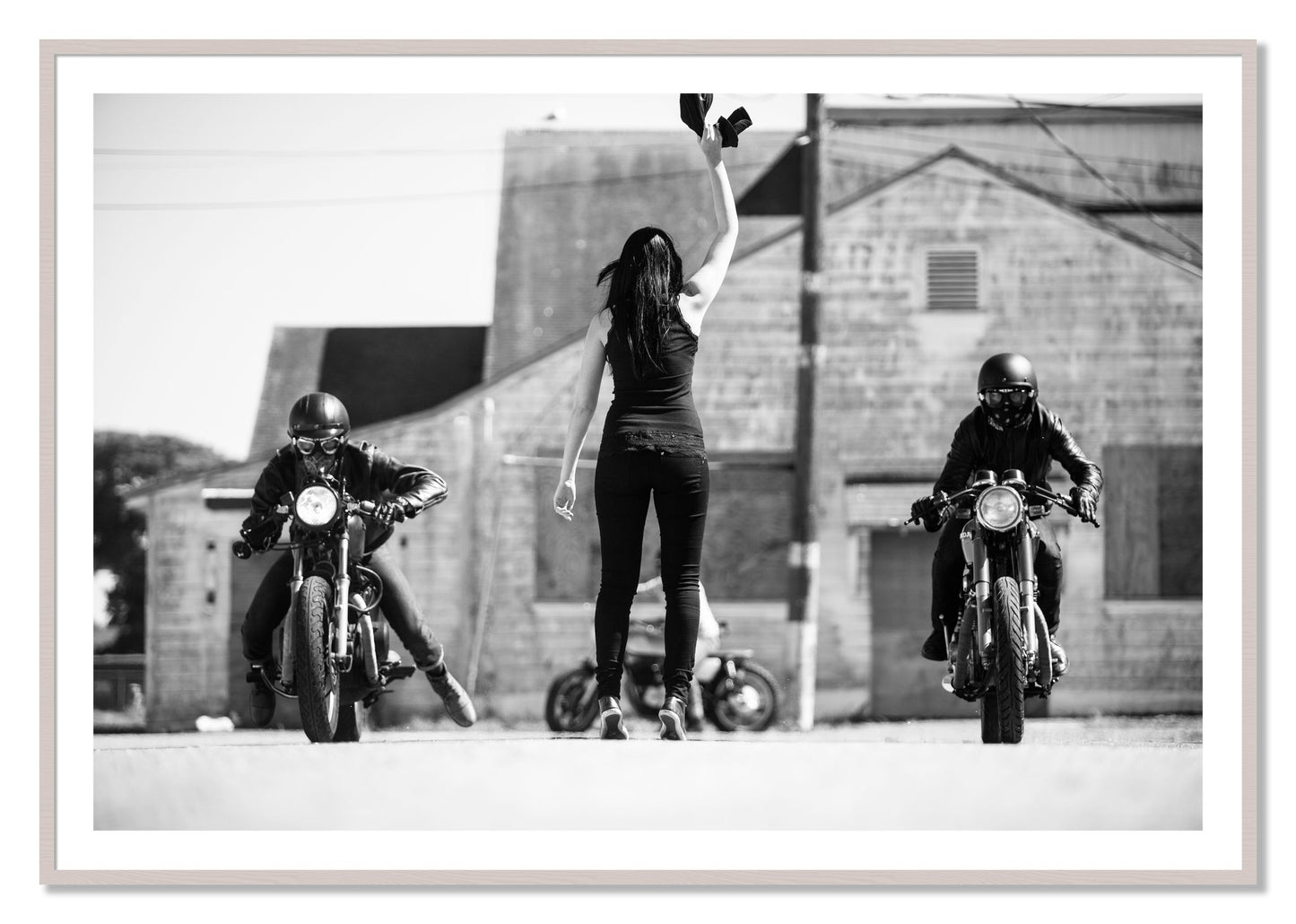 Framed photograph of On Your Mark by Dylan Ozanich, White Maple frame, Borders