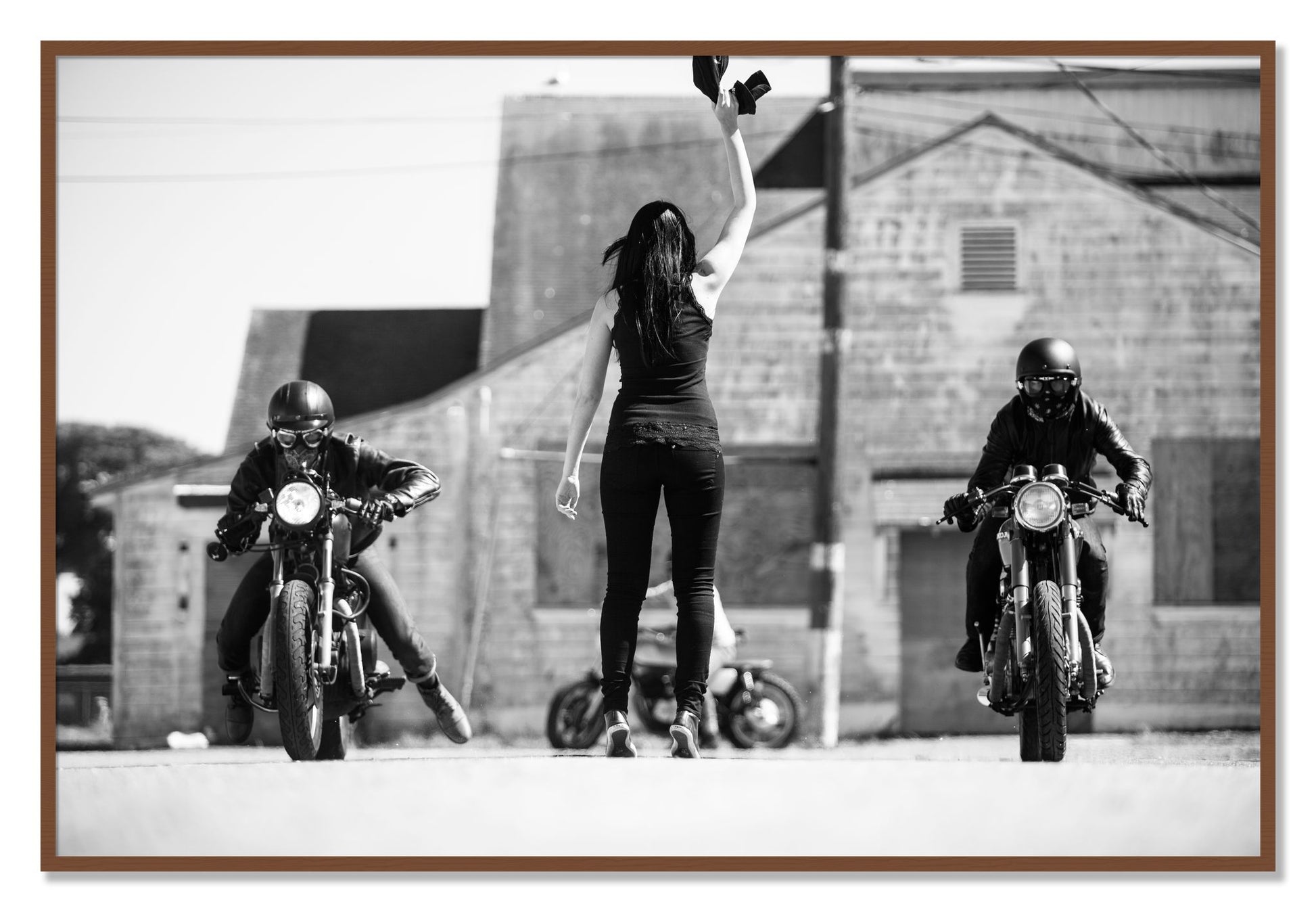 Framed photograph of On Your Mark by Dylan Ozanich, Walnut frame, Full Bleed