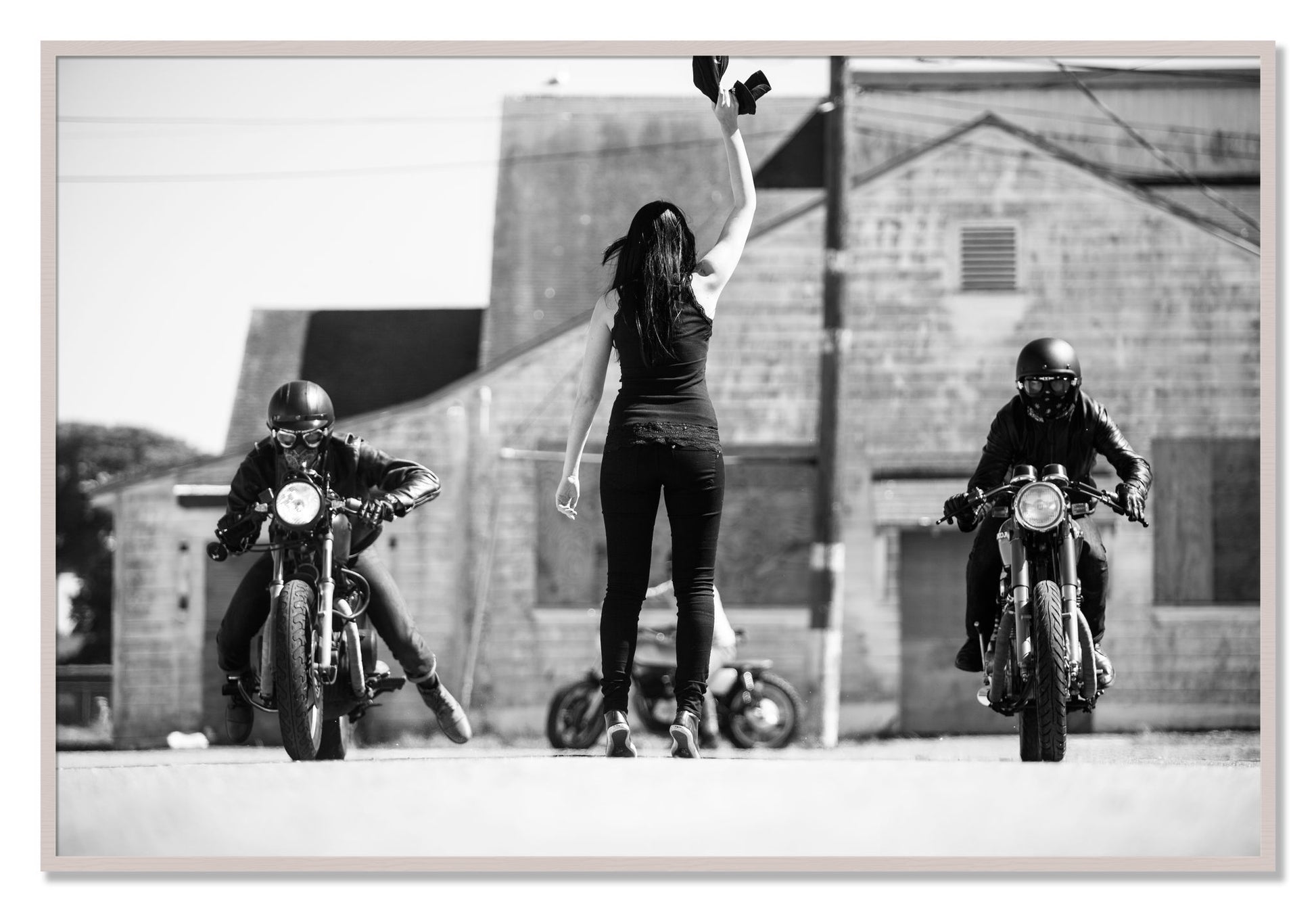 Framed photograph of On Your Mark by Dylan Ozanich, White Maple frame, Full Bleed