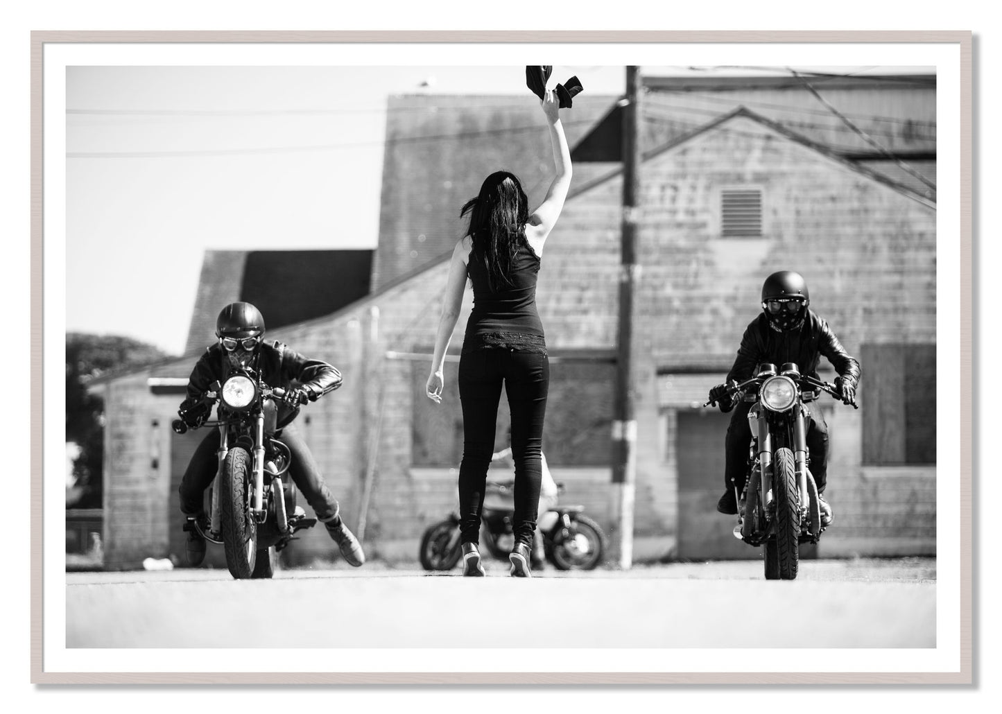 Framed photograph of On Your Mark by Dylan Ozanich, White Maple frame, Borders