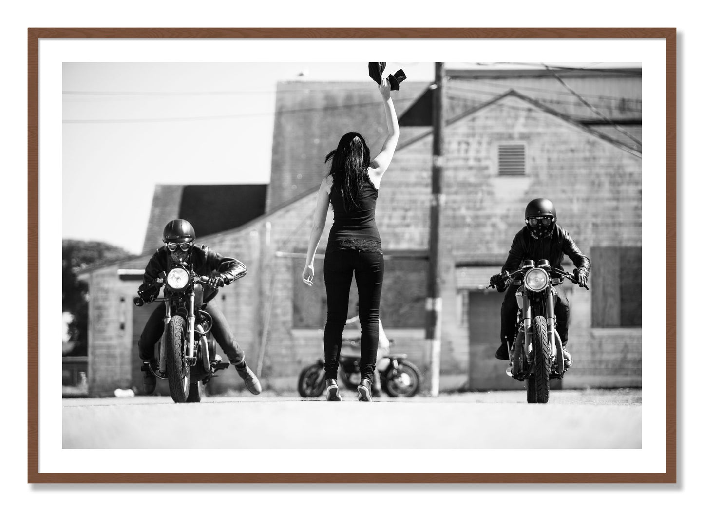 Framed photograph of On Your Mark by Dylan Ozanich, Walnut frame, Borders