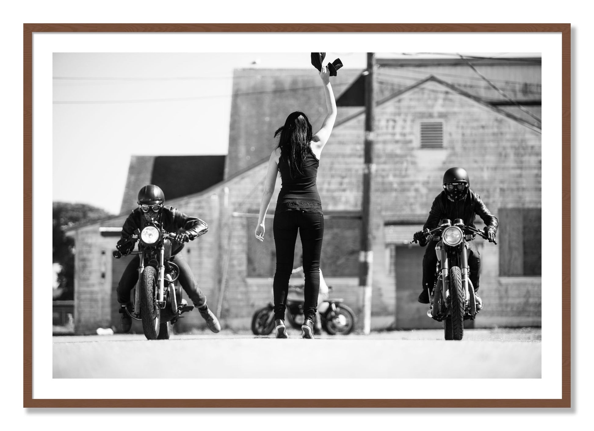 Framed photograph of On Your Mark by Dylan Ozanich, Walnut frame, Borders