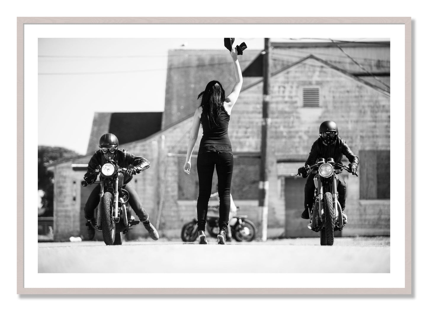 Framed photograph of On Your Mark by Dylan Ozanich, White Maple frame, Borders