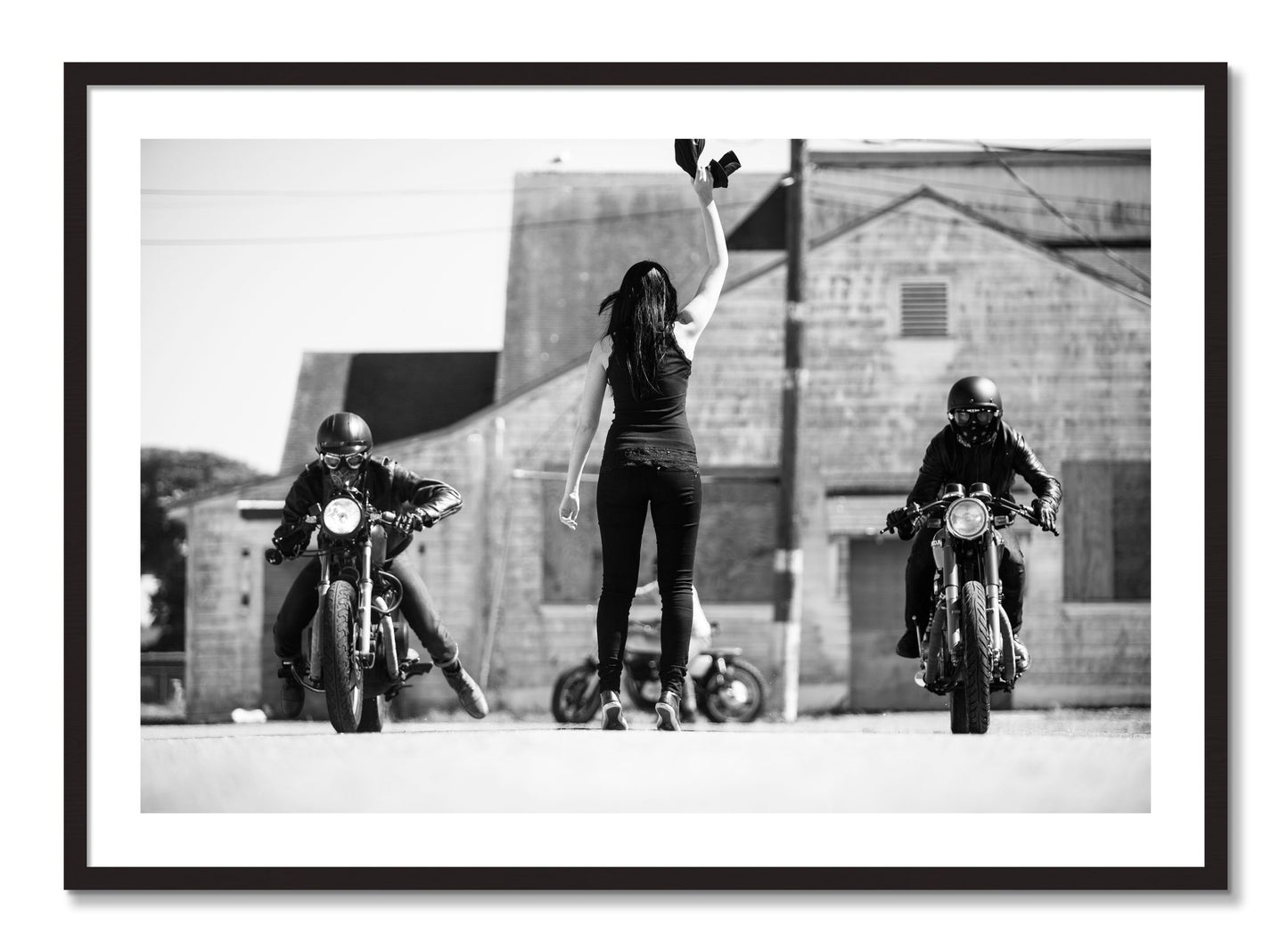 Framed photograph of On Your Mark by Dylan Ozanich, Black Walnut frame, Borders