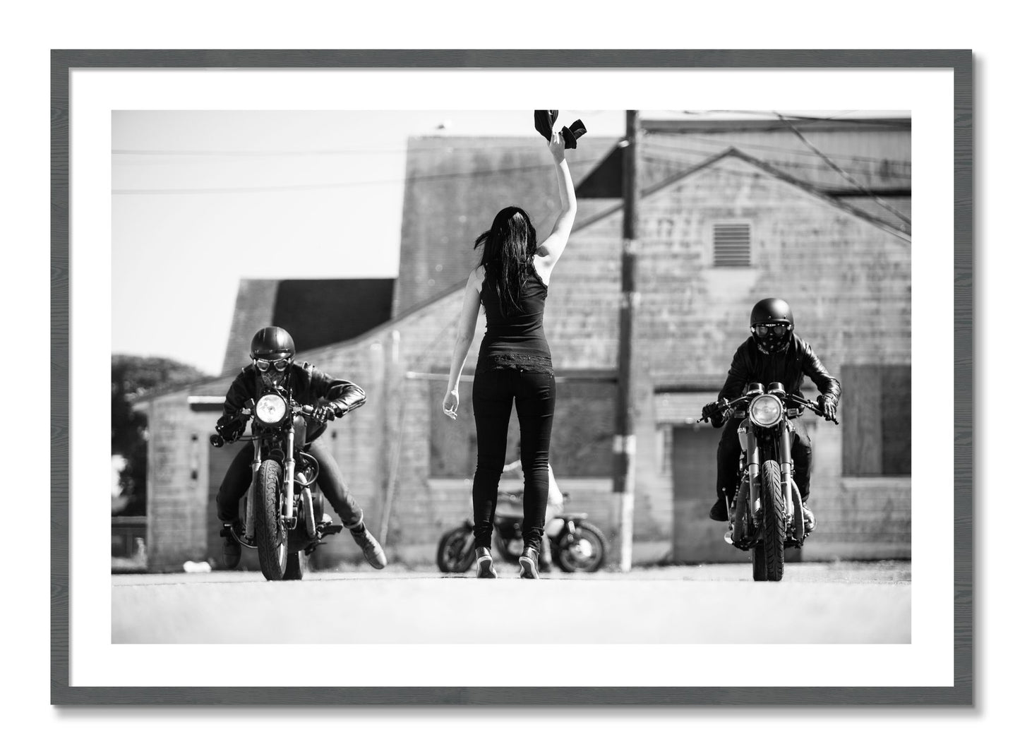 Framed photograph of On Your Mark by Dylan Ozanich, Grey frame, Borders