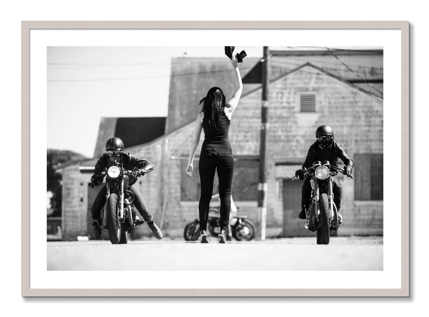 Framed photograph of On Your Mark by Dylan Ozanich, White Maple frame, Borders