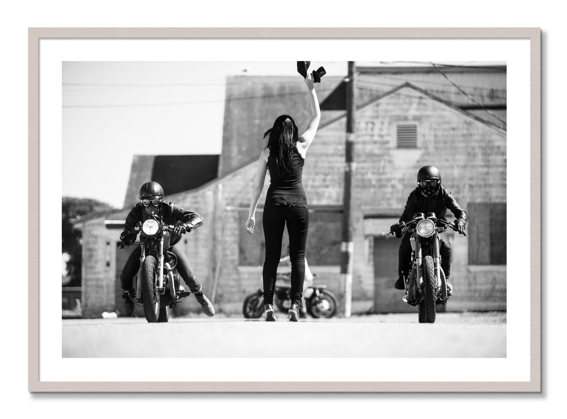 Framed photograph of On Your Mark by Dylan Ozanich, White Maple frame, Borders